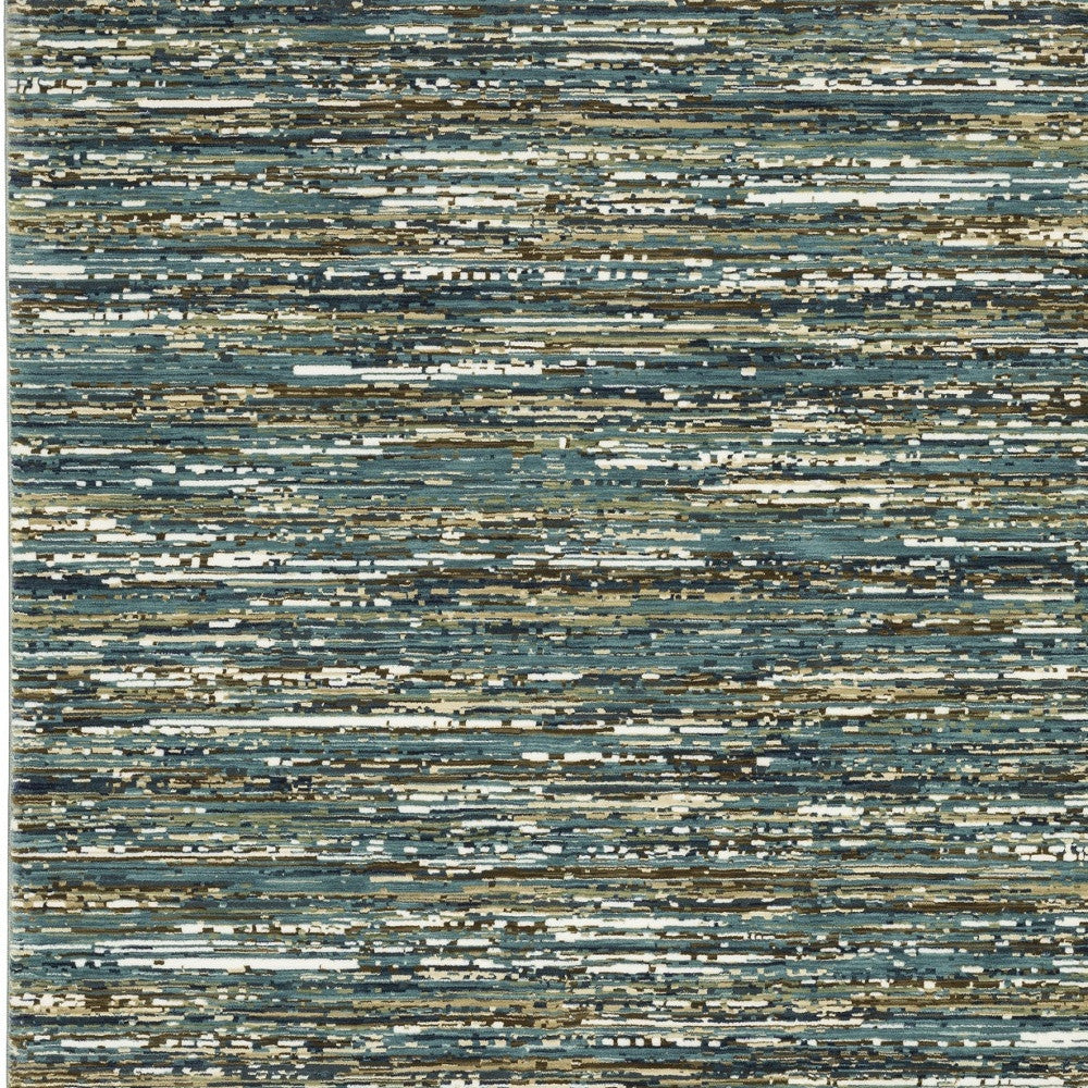 10' X 13' Blue Brown And Ivory Striped Area Rug - Home & Garden
