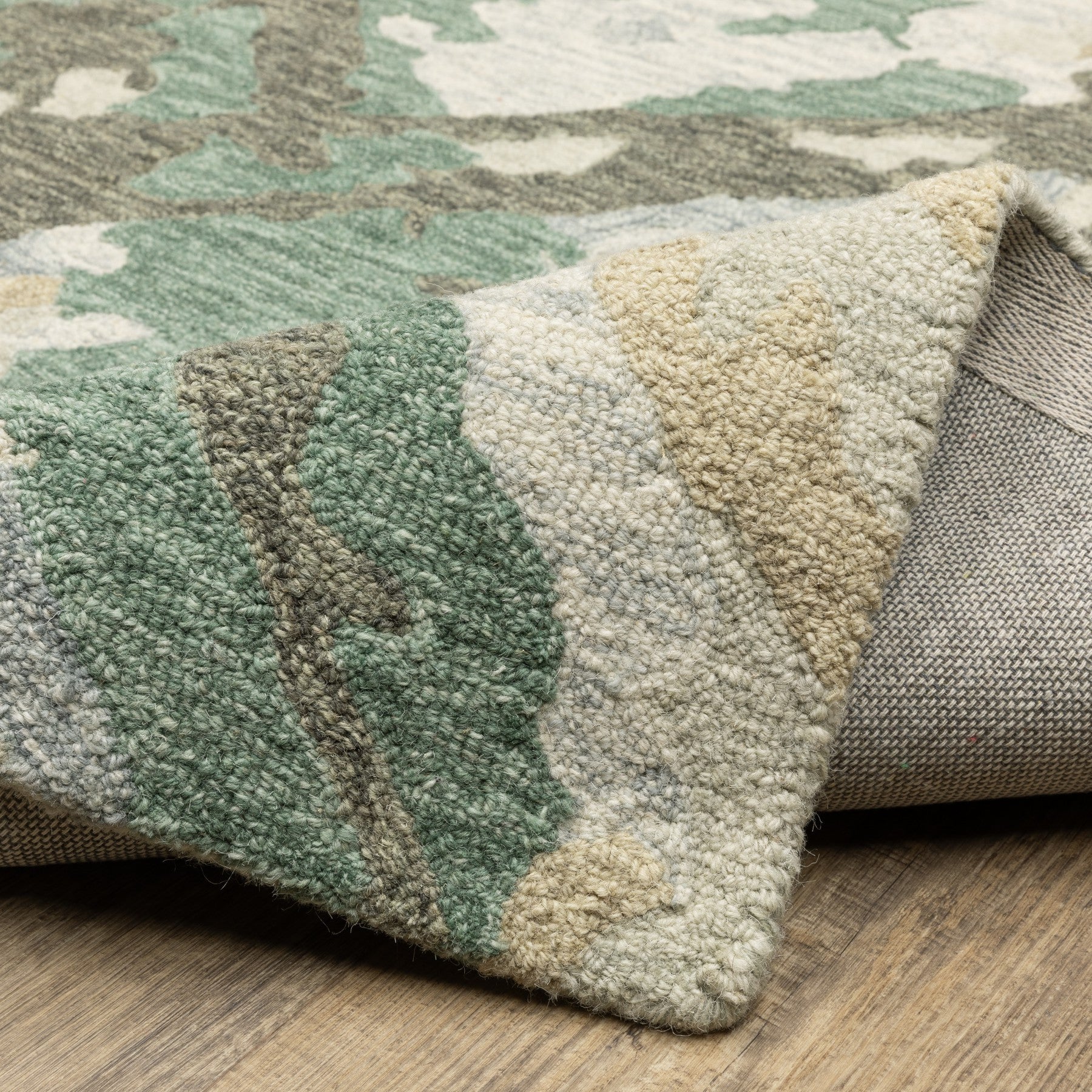 10' X 13' Gray And Teal Wool Abstract Hand Tufted Area Rug - Home & Garden