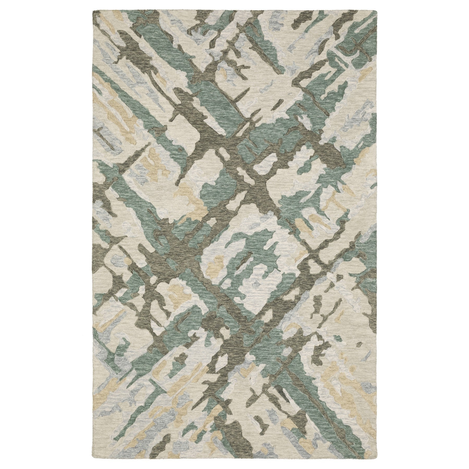 10' X 13' Gray And Teal Wool Abstract Hand Tufted Area Rug - Home & Garden