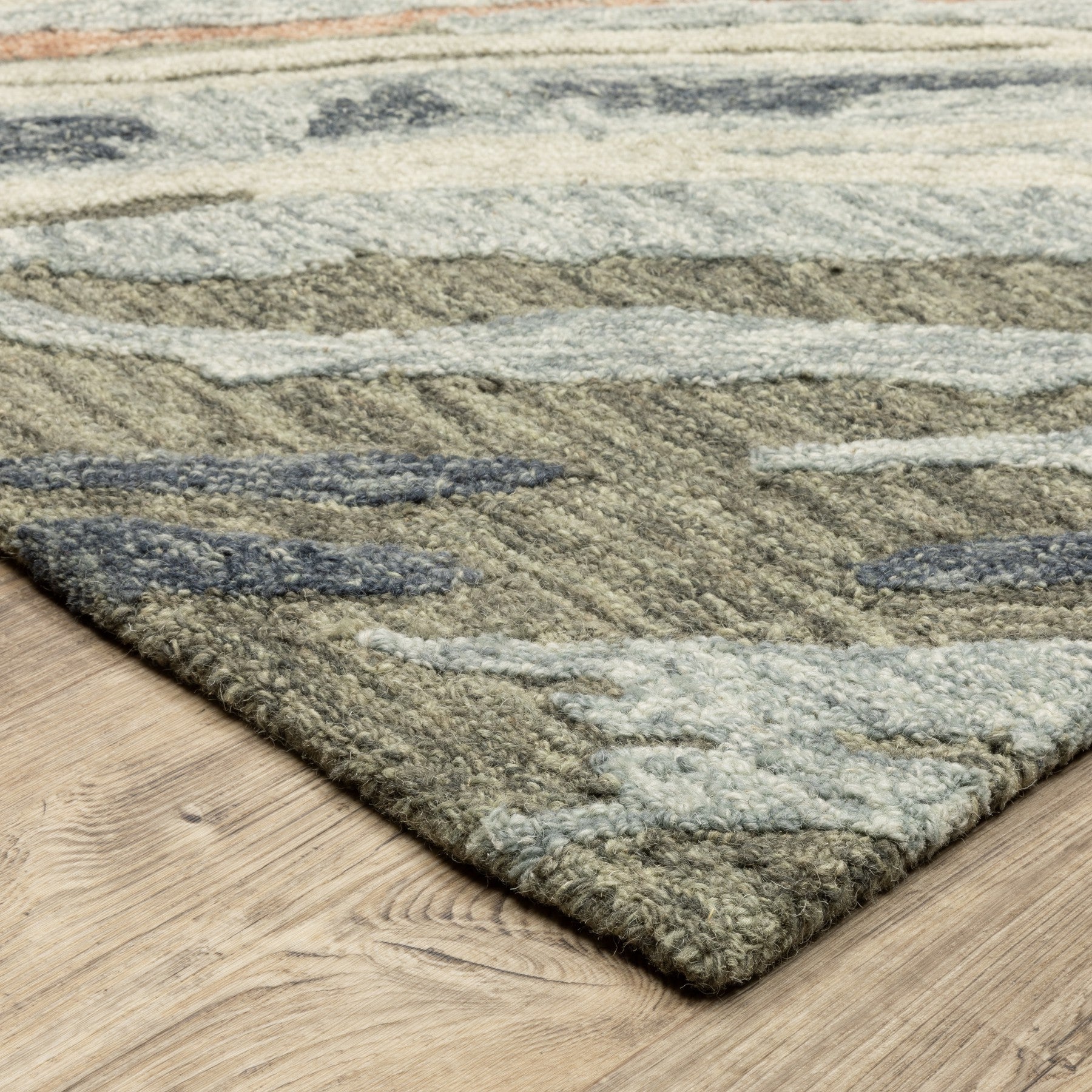 10' X 13' Gray And Blue Wool Abstract Hand Tufted Area Rug - Home & Garden