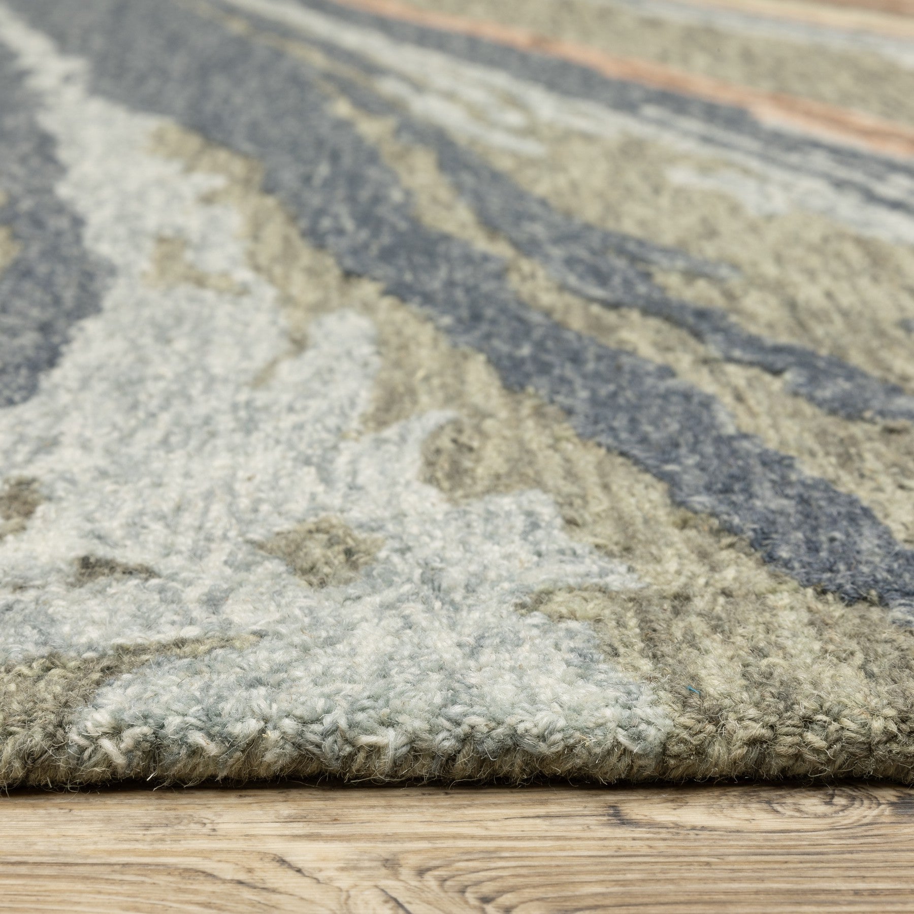 10' X 13' Gray And Blue Wool Abstract Hand Tufted Area Rug - Home & Garden