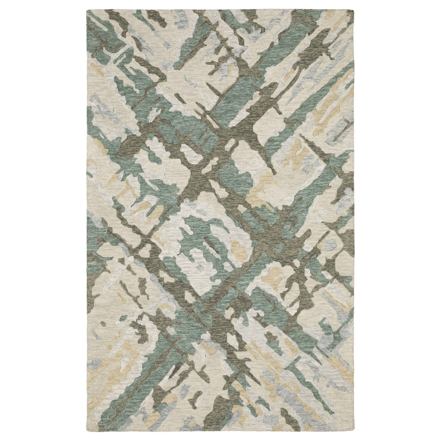 10' X 13' Gray And Teal Wool Abstract Hand Tufted Area Rug - Home & Garden