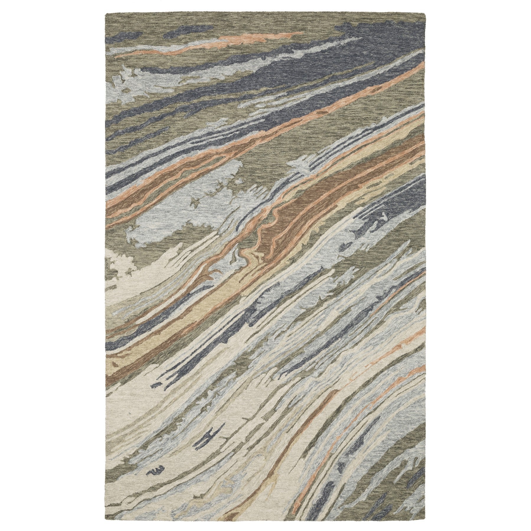 10' X 13' Gray And Blue Wool Abstract Hand Tufted Area Rug - Home & Garden