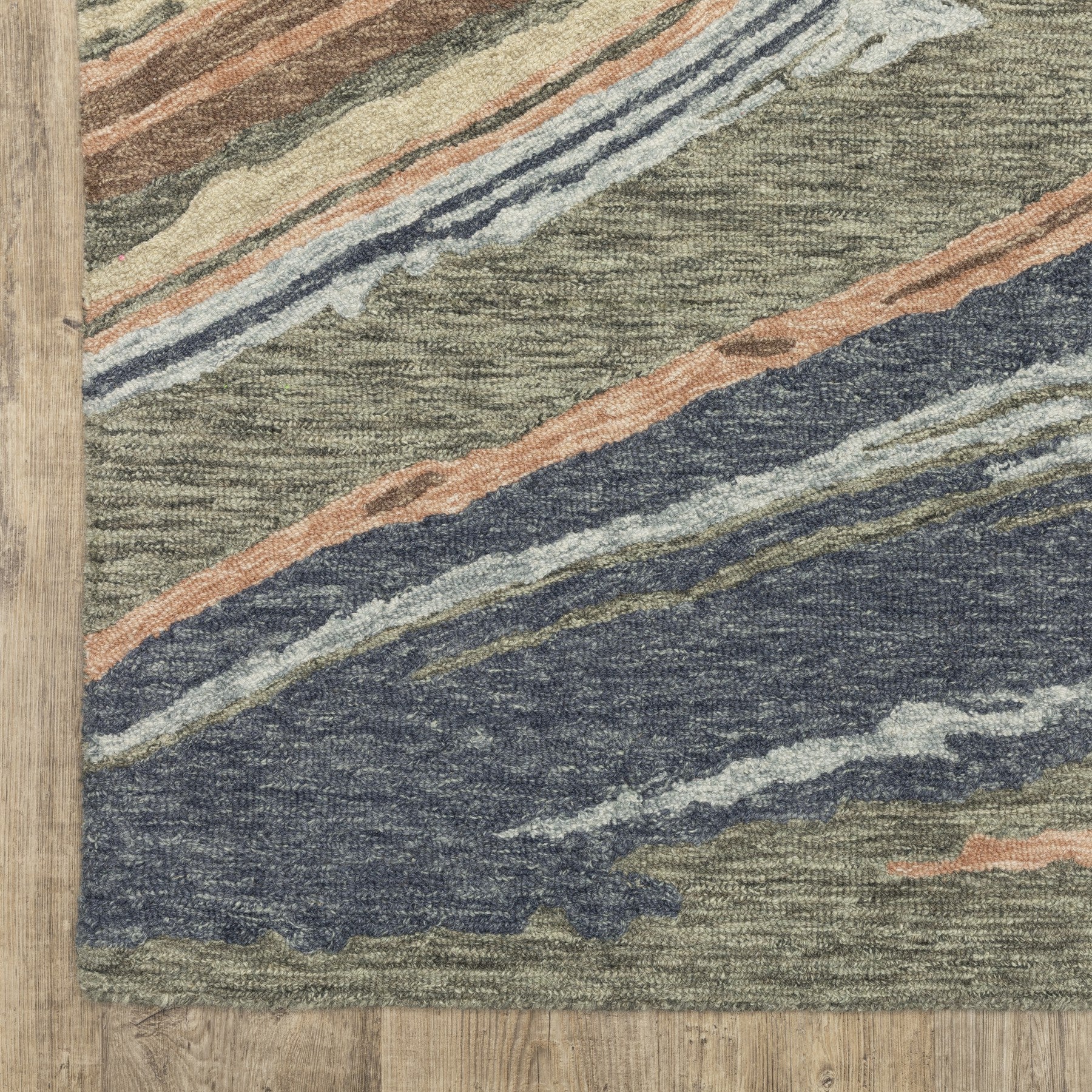 10' X 13' Gray And Blue Wool Abstract Hand Tufted Area Rug - Home & Garden