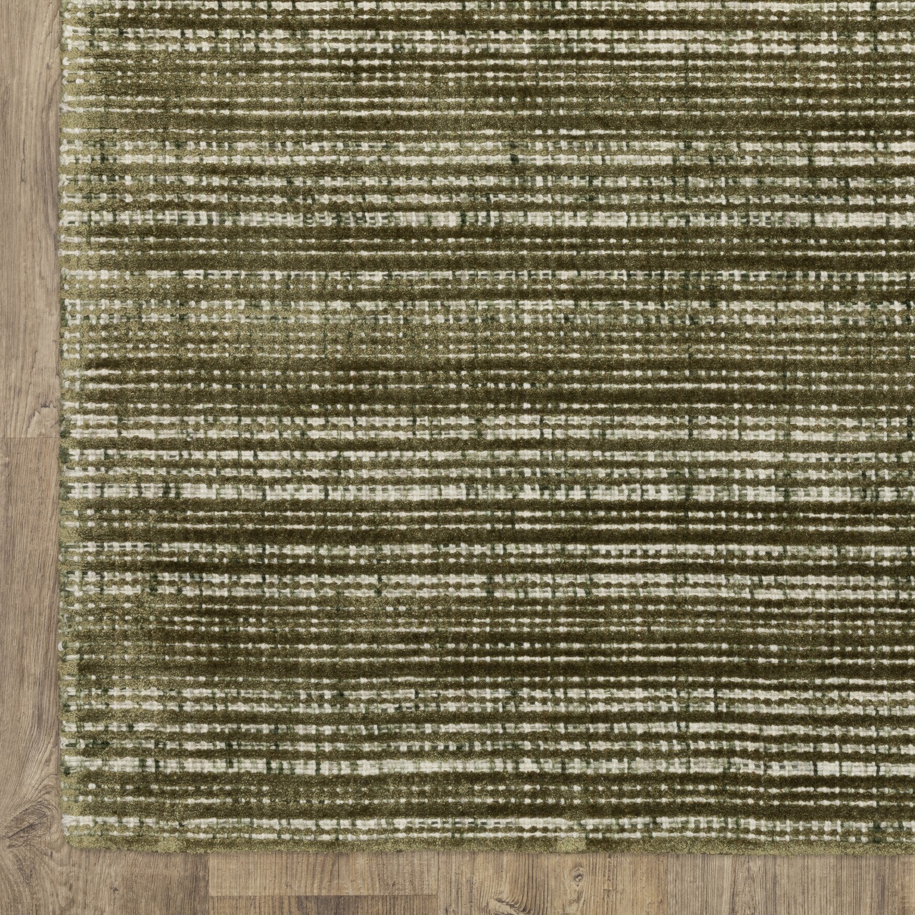 10' X 13' Green And Ivory Striped Hand Tufted Area Rug - Home & Garden