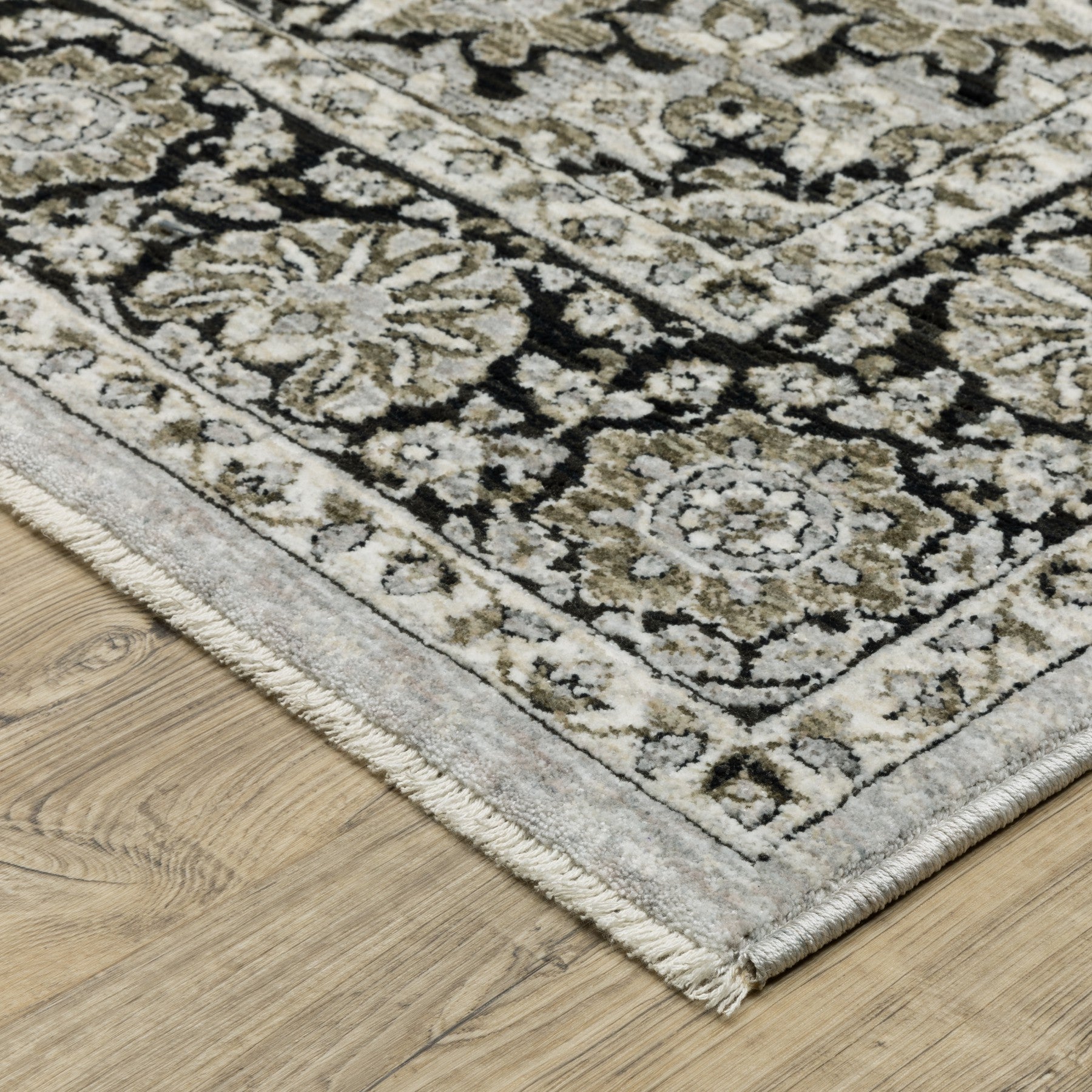 10' X 13' Gray And Black Medallion Area Rug With Fringe - Home & Garden