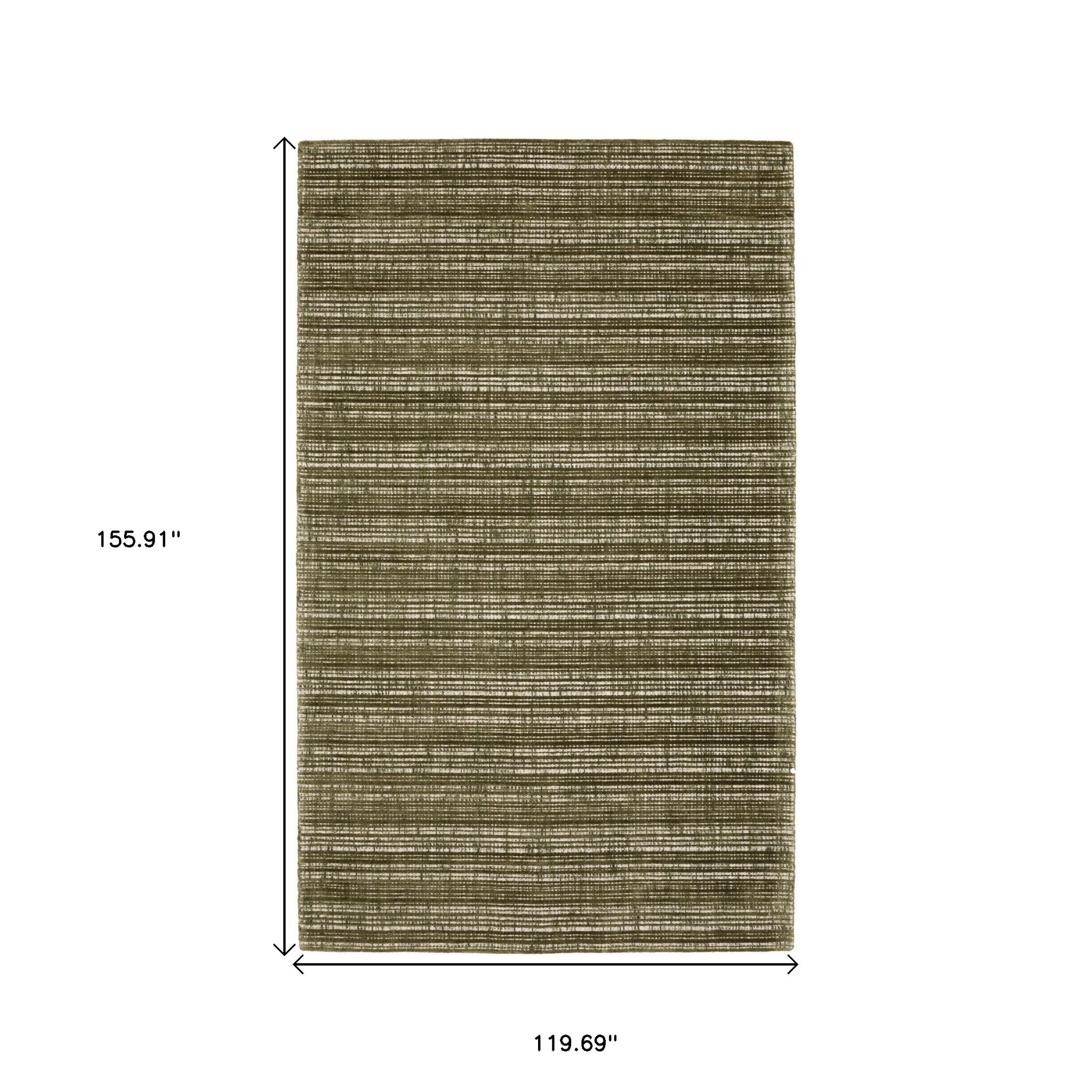 10' X 13' Green And Ivory Striped Hand Tufted Area Rug - Home & Garden