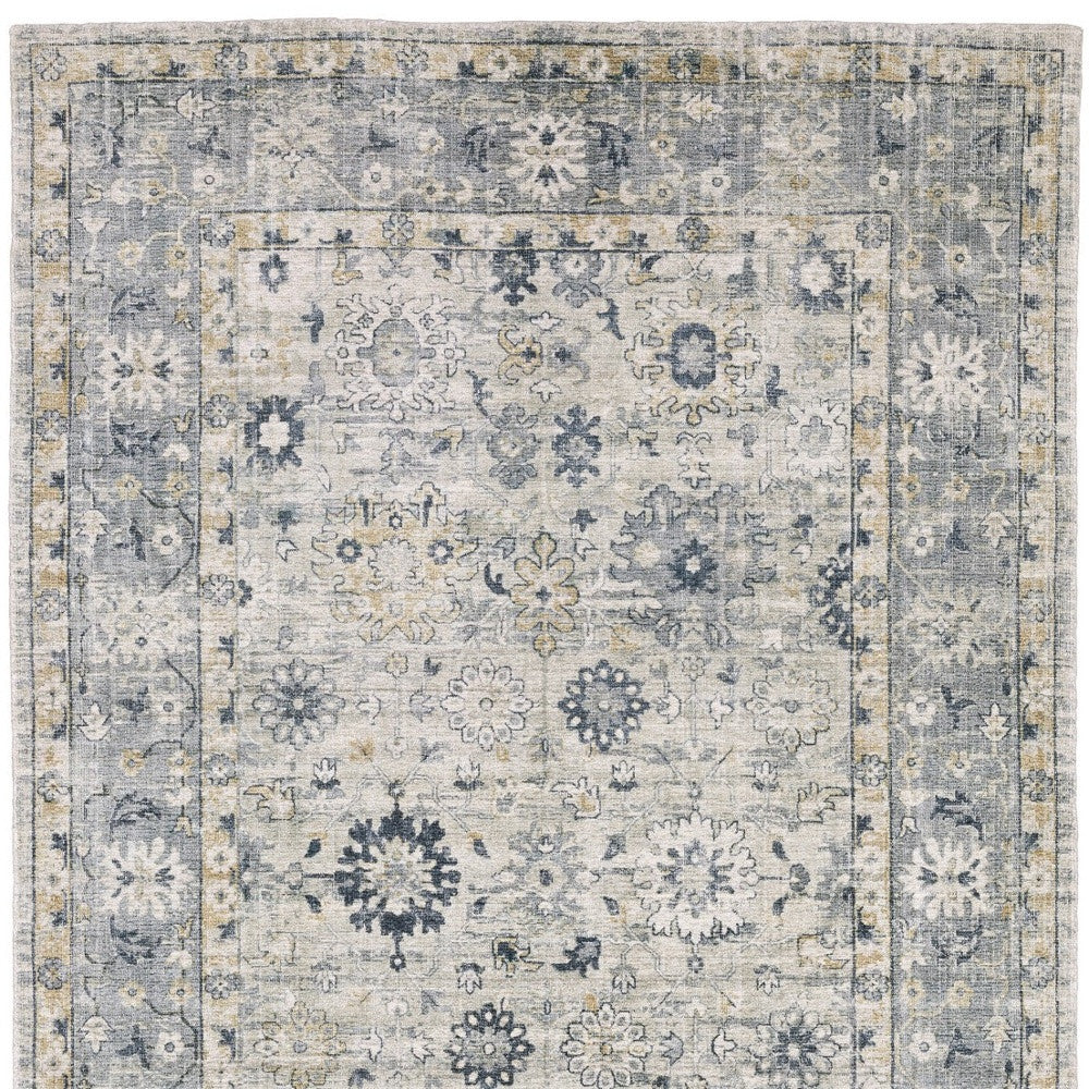 10' X 14' Gray And Blue Oriental Hand Tufted Area Rug - Home & Garden