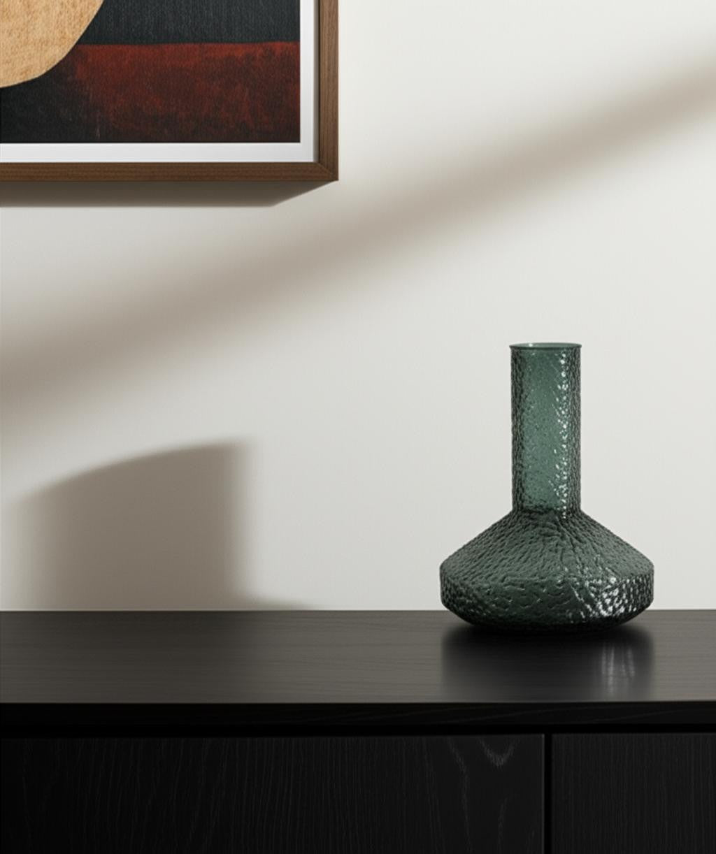 12" Green Faceted Glass Table Vase - Home & Garden