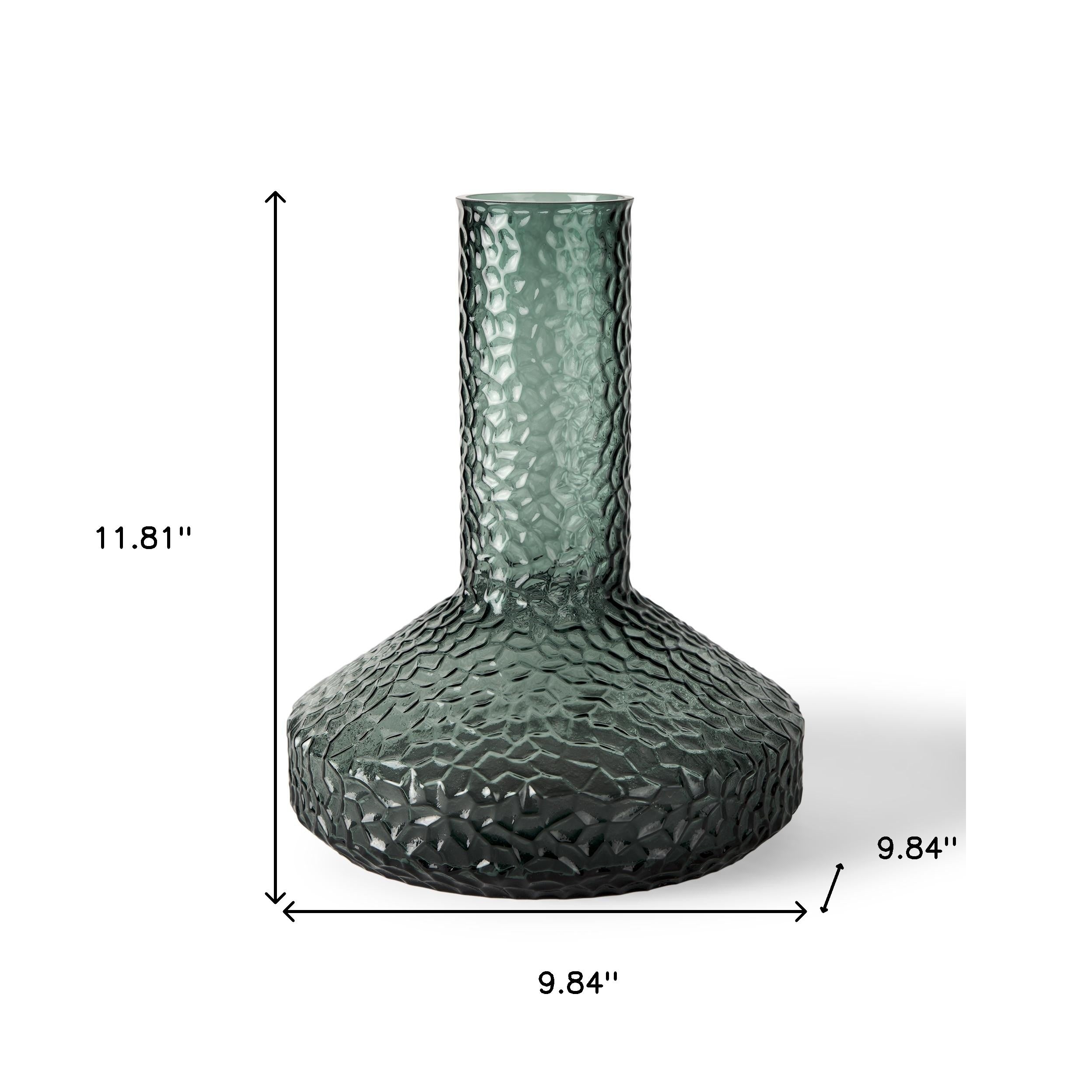 12" Green Faceted Glass Table Vase - Home & Garden