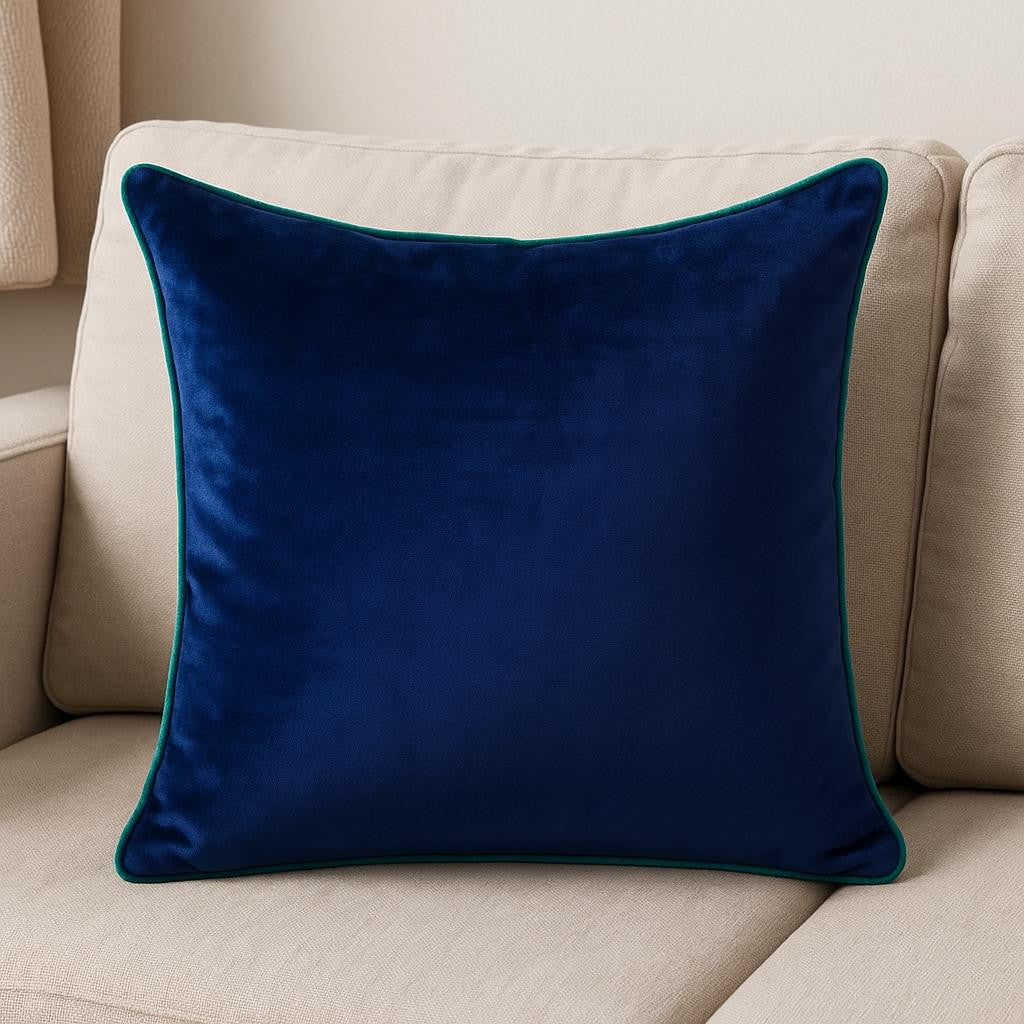 20" Gray And Navy Blue Velvet Throw Pillow - Home & Garden
