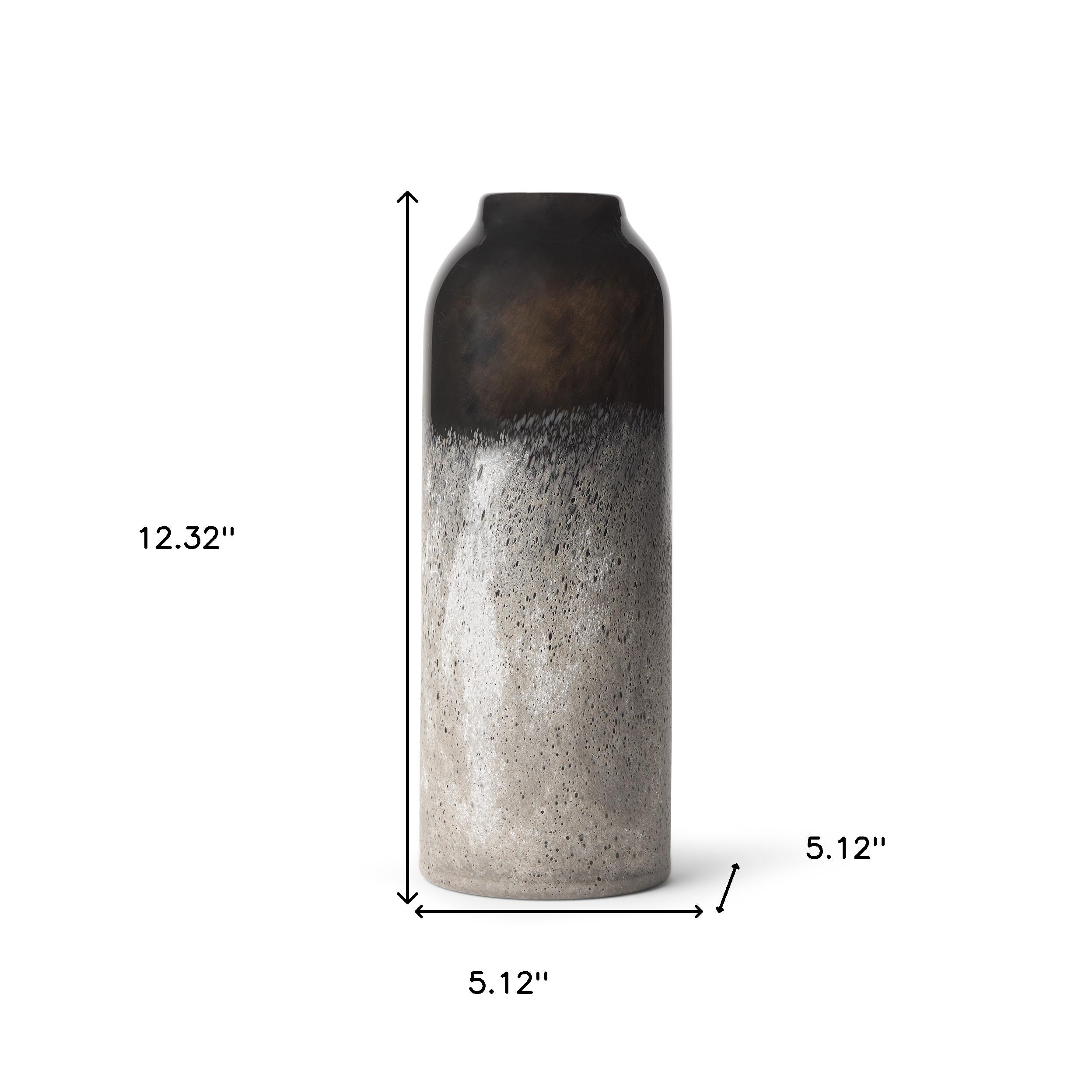 12" Black And Gray Glass Cylinder Table Vase - Home & Garden