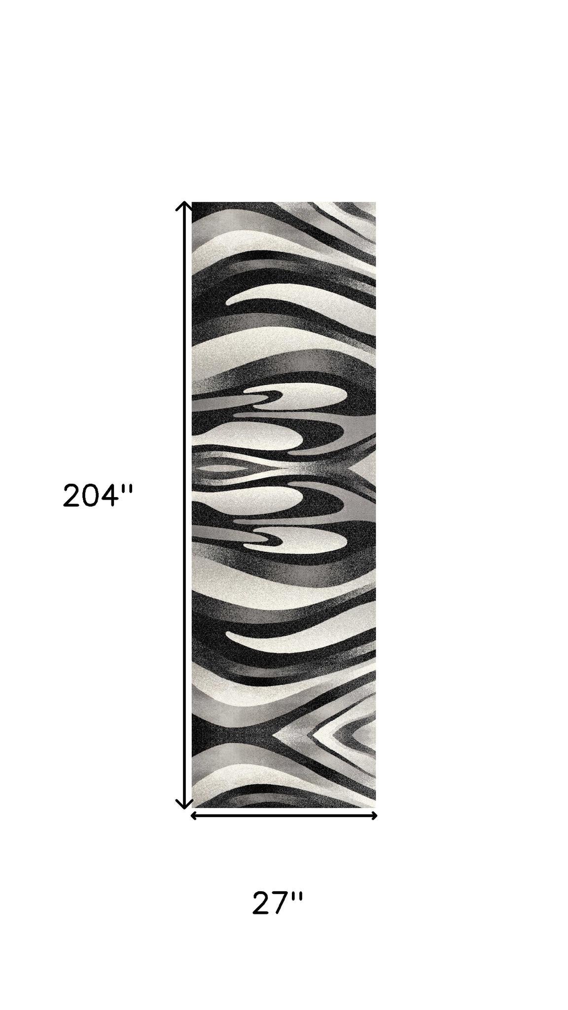 17' Runner Black And Gray Abstract Runner Rug - Home & Garden
