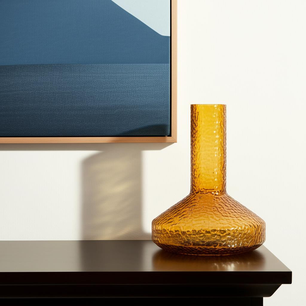 12" Amber Glass Faceted Table Vase - Home & Garden