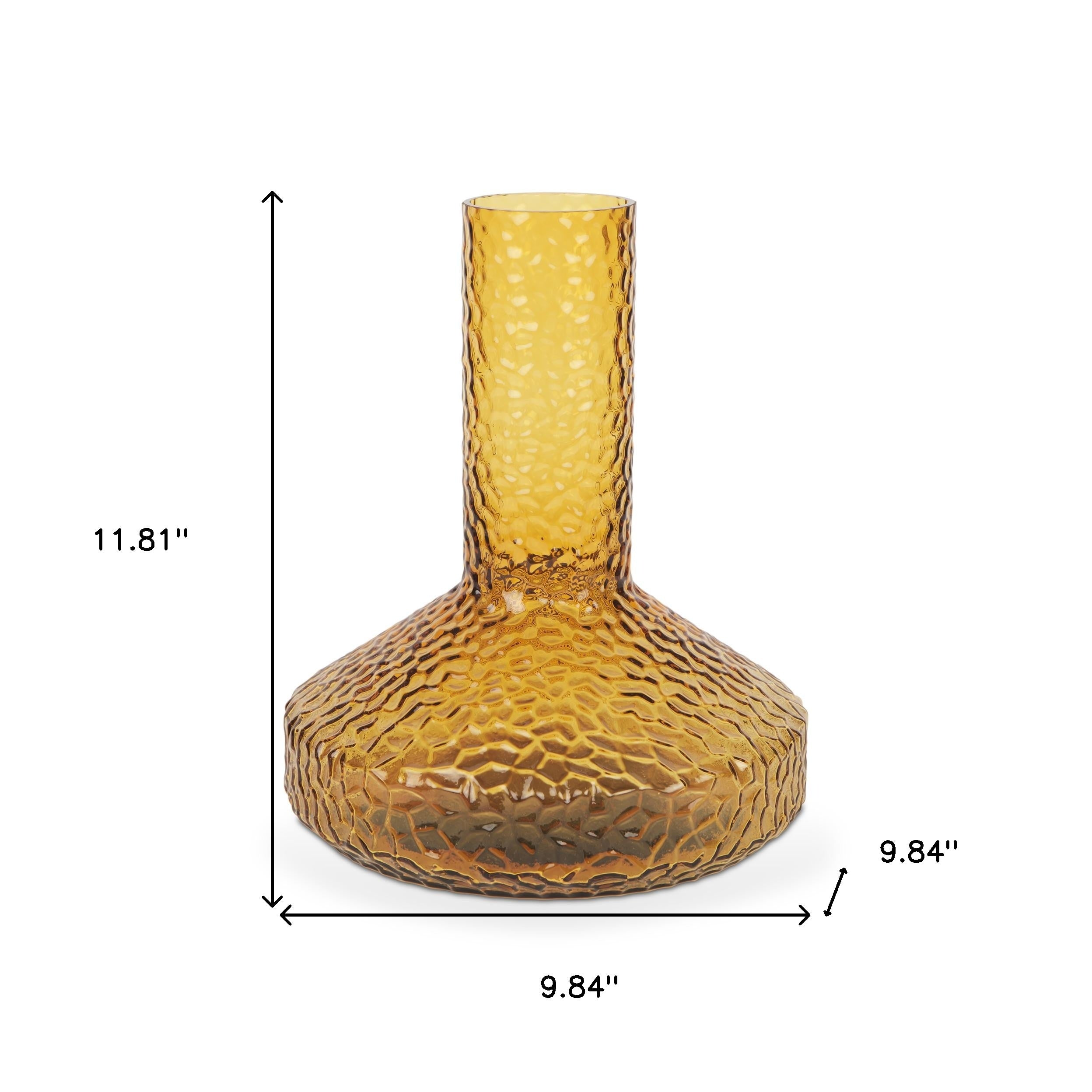 12" Amber Glass Faceted Table Vase - Home & Garden
