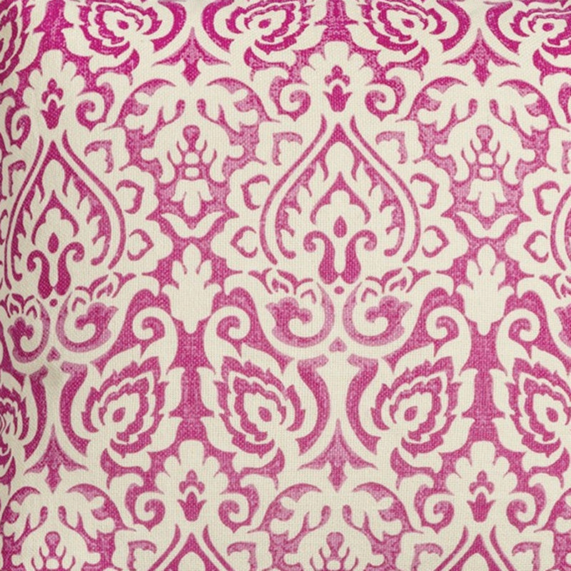 22" Pink and White Damask Cotton Throw Pillow - Home Decor