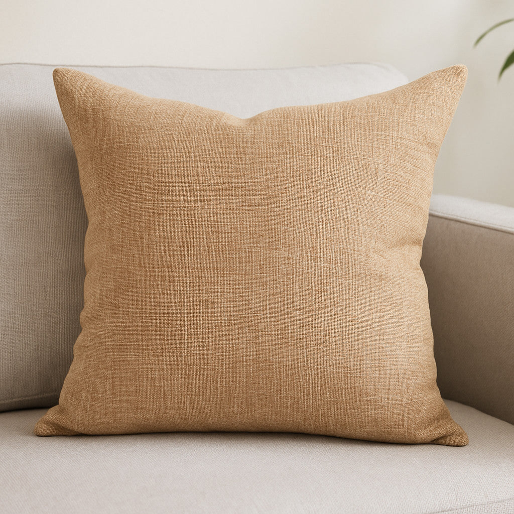 22" Brown Linen Throw Pillow Cover with Texture - Home & Garden