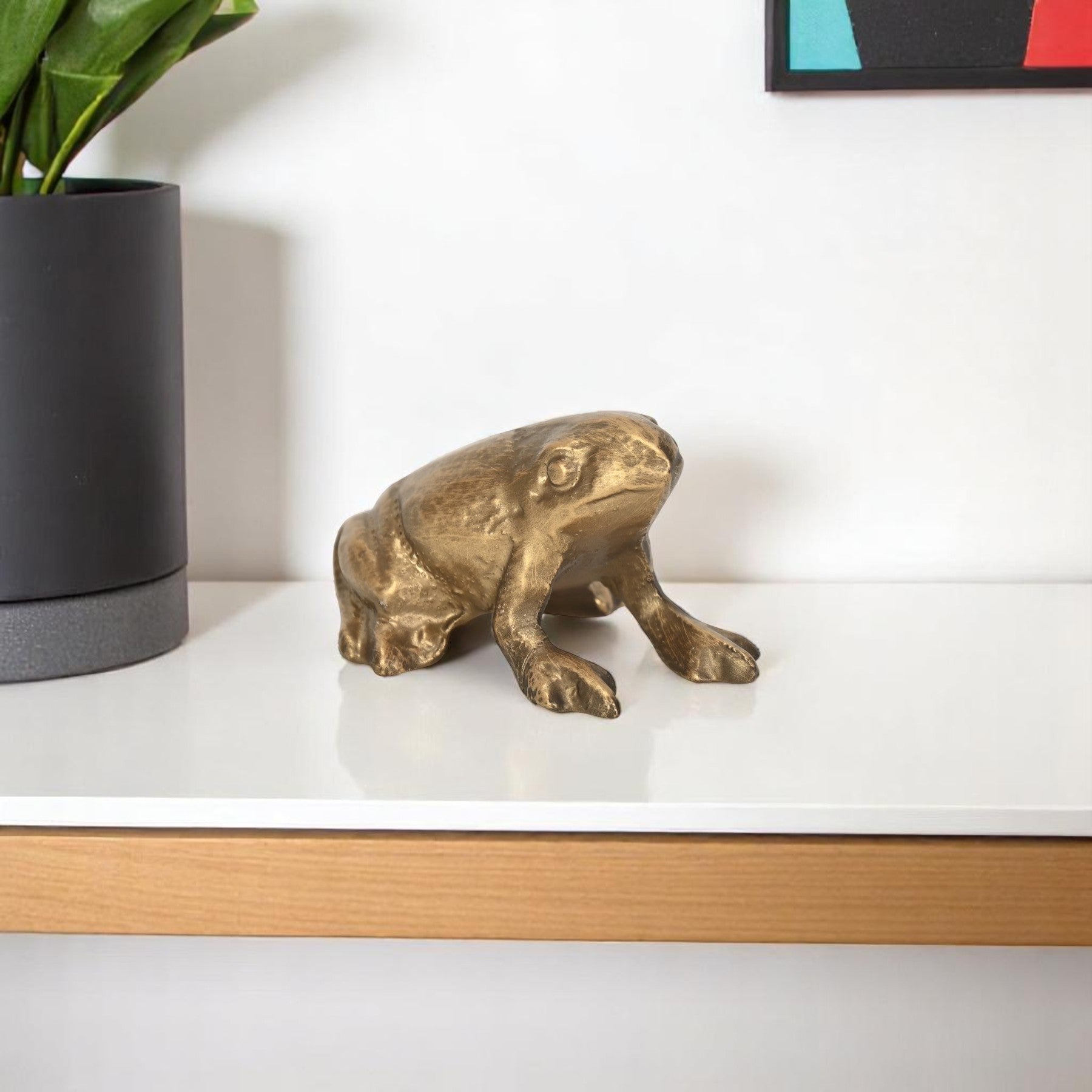 3" Antiqued Gold Cast Iron Frog Figurine - Home & Garden