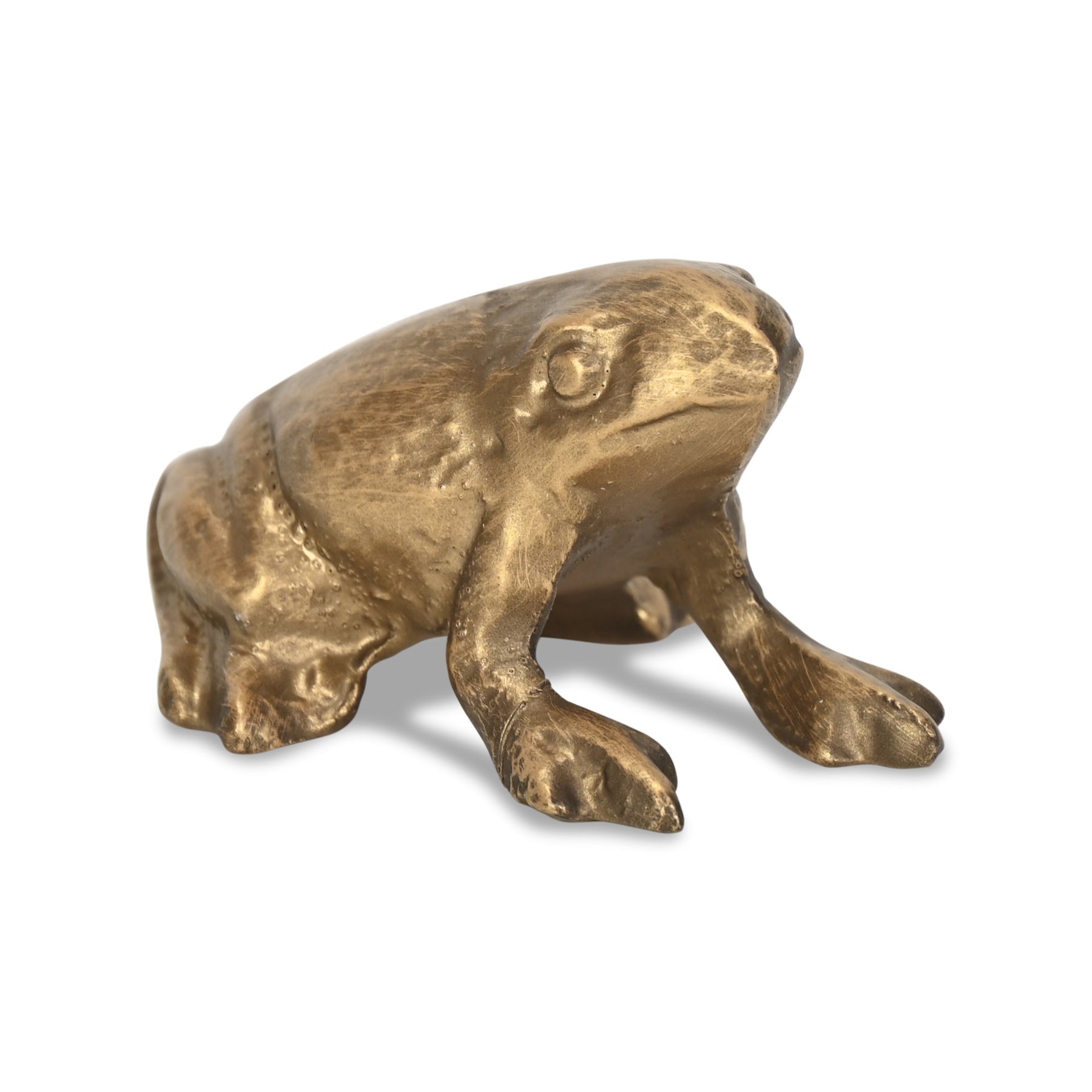 3" Antiqued Gold Cast Iron Frog Figurine - Home & Garden