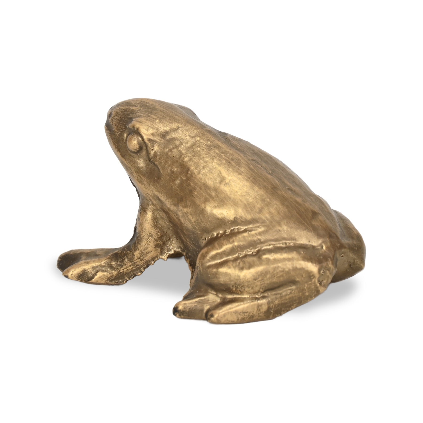 3" Antiqued Gold Cast Iron Frog Figurine - Home & Garden