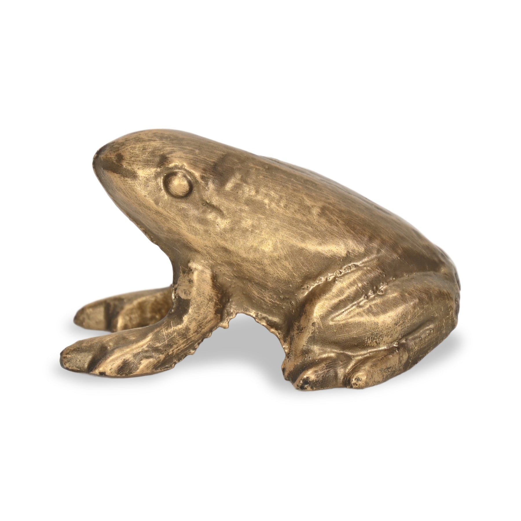 3" Antiqued Gold Cast Iron Frog Figurine - Home & Garden