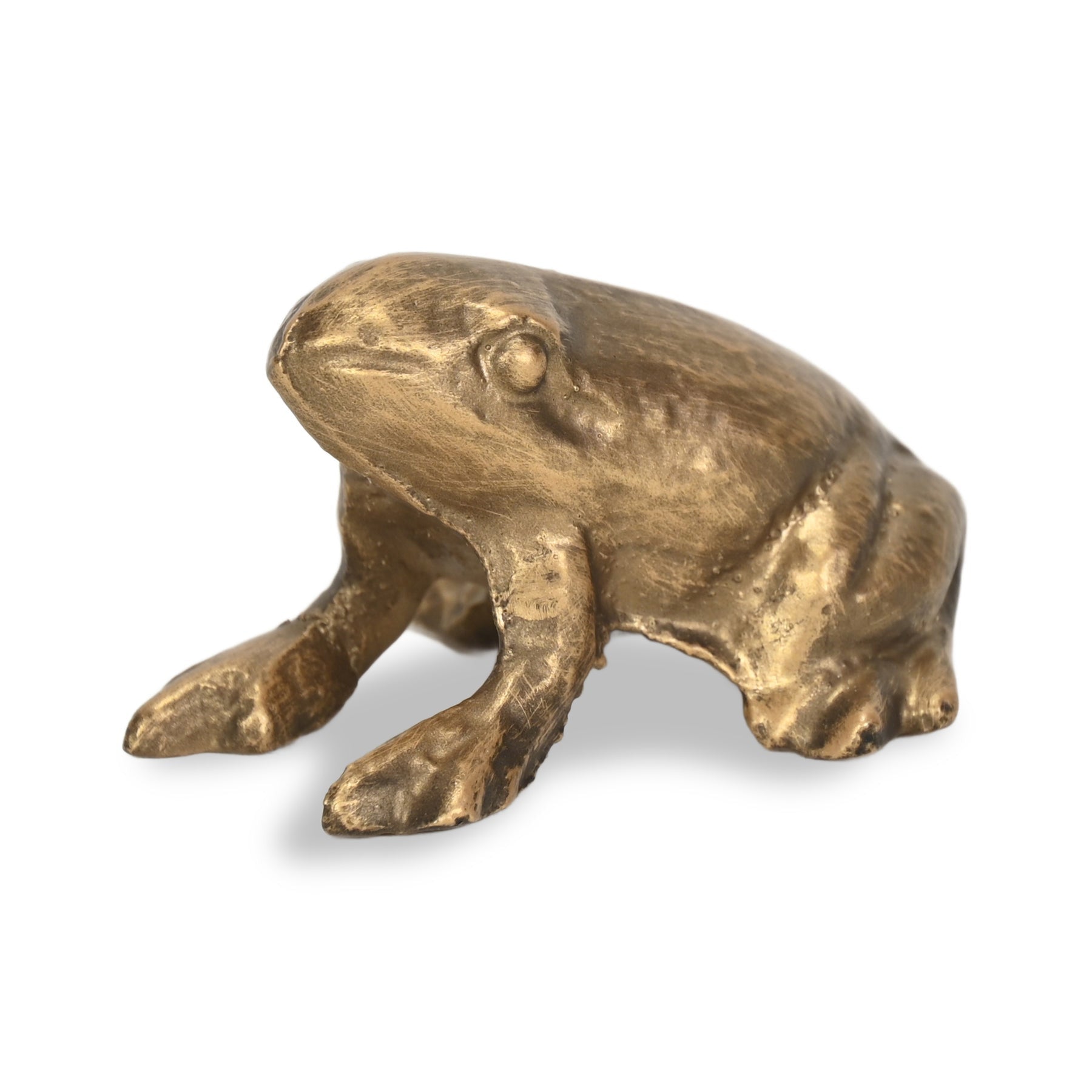3" Antiqued Gold Cast Iron Frog Figurine - Home & Garden