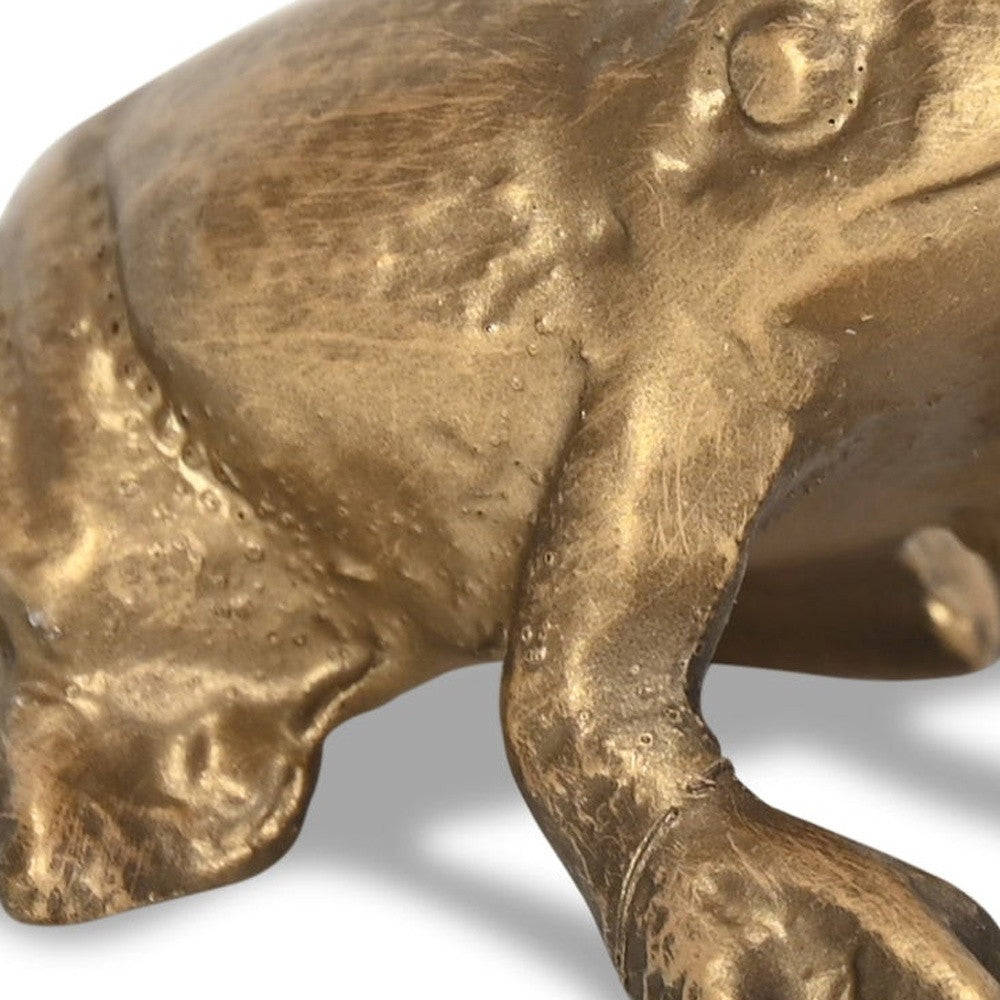 3" Antiqued Gold Cast Iron Frog Figurine - Home & Garden