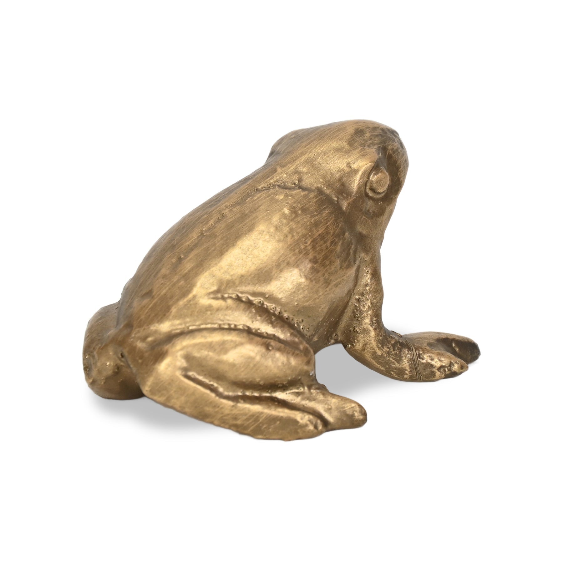 3" Antiqued Gold Cast Iron Frog Figurine - Home & Garden
