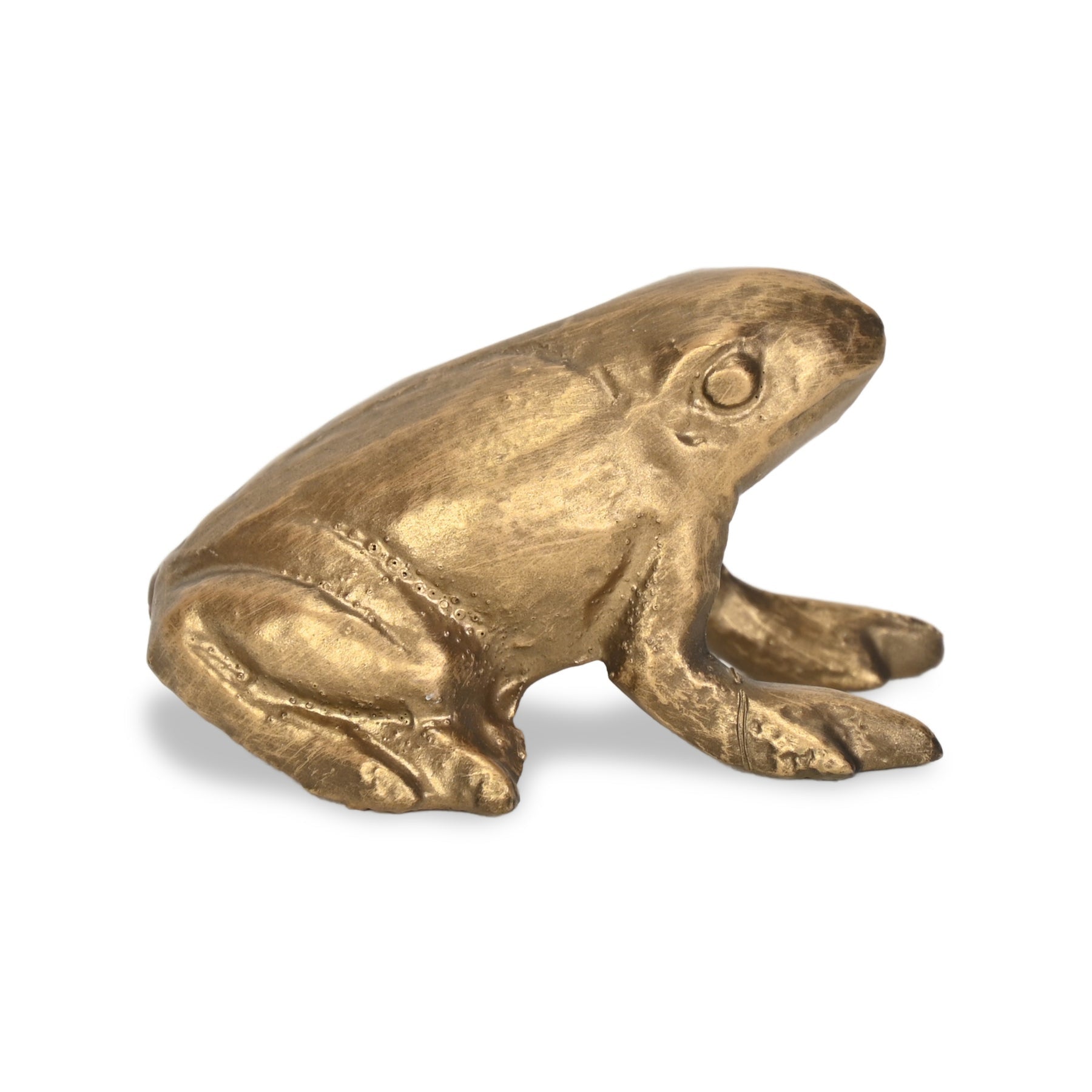 3" Antiqued Gold Cast Iron Frog Figurine - Home & Garden