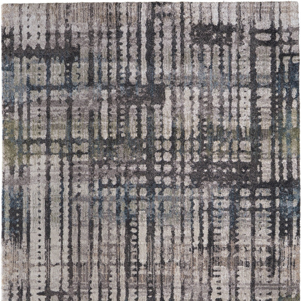 2' X 3' Gray Black And Ivory Abstract Distressed Area Rug - Home & Garden