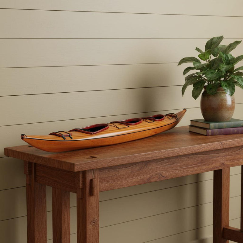 10" Unfinished Wood Hand Painted Model Boat - Home Decor