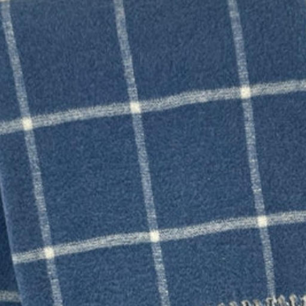 50" X 67" Denim Blue And White Cotton Blend Woven Plaid Throw Blanket with Fringe - Home & Garden