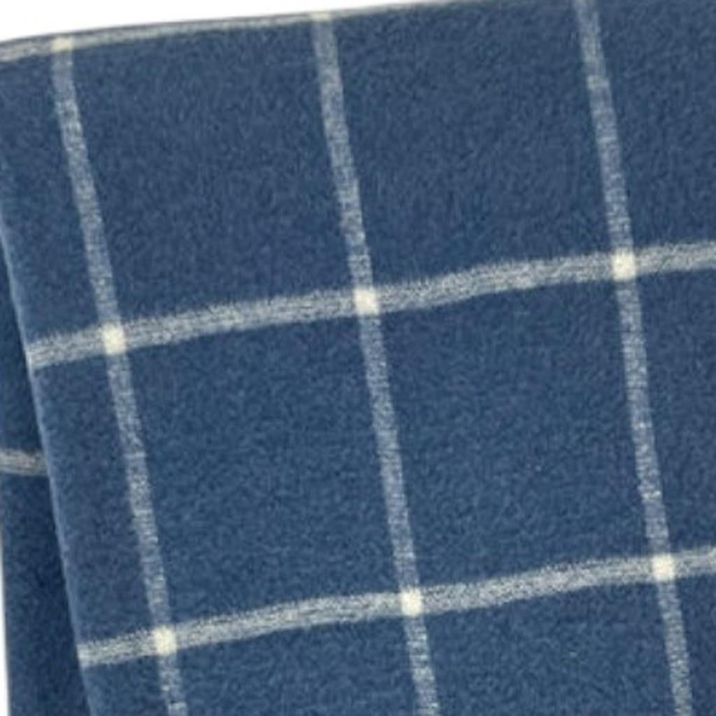 50" X 67" Denim Blue And White Cotton Blend Woven Plaid Throw Blanket with Fringe - Home & Garden