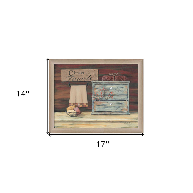 Clean Towels 4 Brown Framed Print Bathroom Wall Art - Home Decor