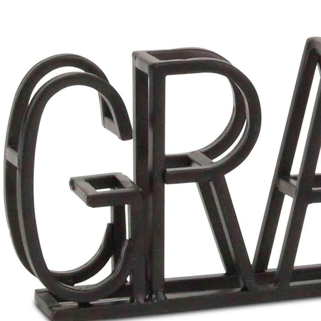 17" Black Metal Grateful Tabletop Sign - Home & Garden