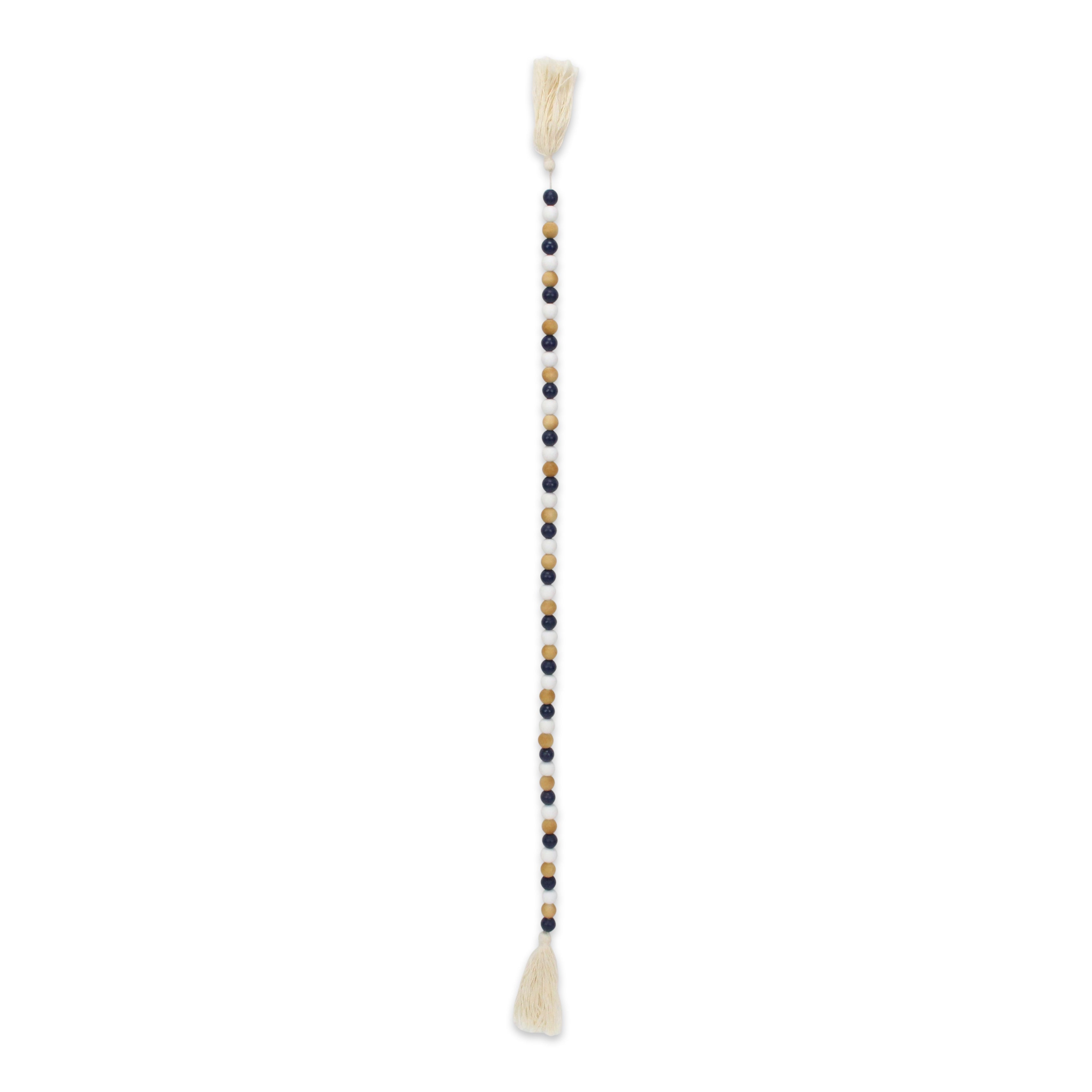 36" Blue Natural And White Wood Hand Painted Decorative Tassel - Home & Garden