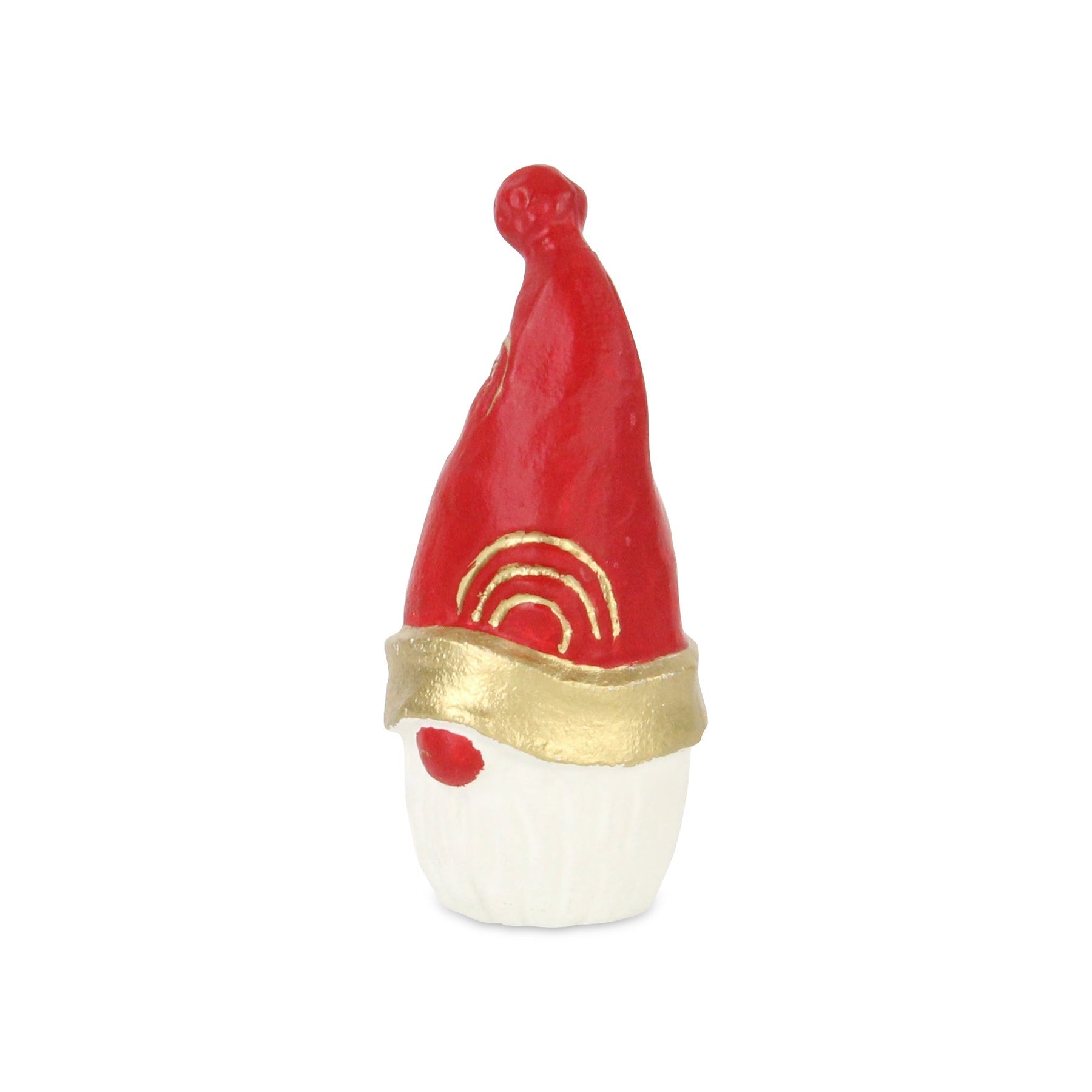 6" Red Gold And White Cast Iron Christmas Santa Gnome Figurine - Home & Garden