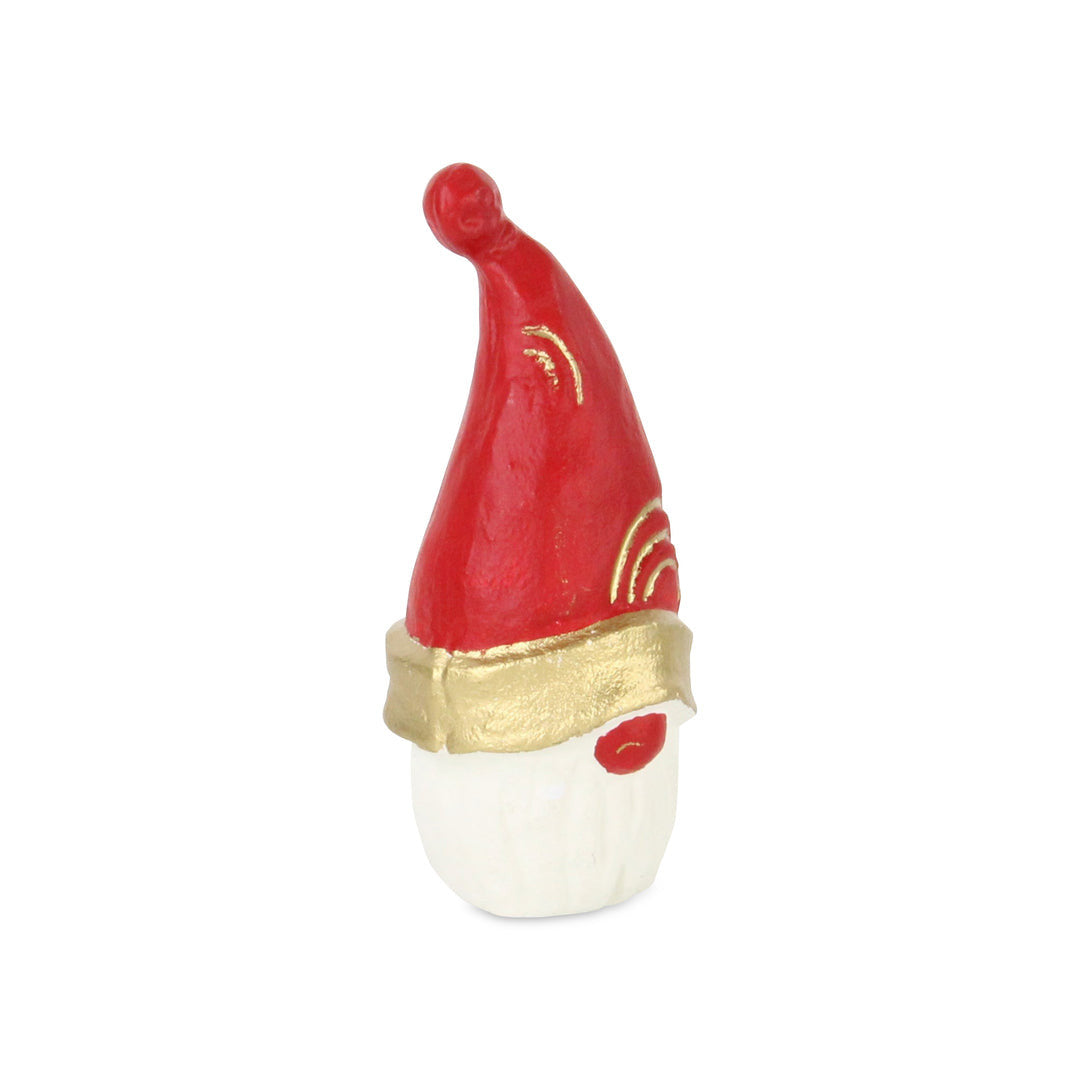 6" Red Gold And White Cast Iron Christmas Santa Gnome Figurine - Home & Garden