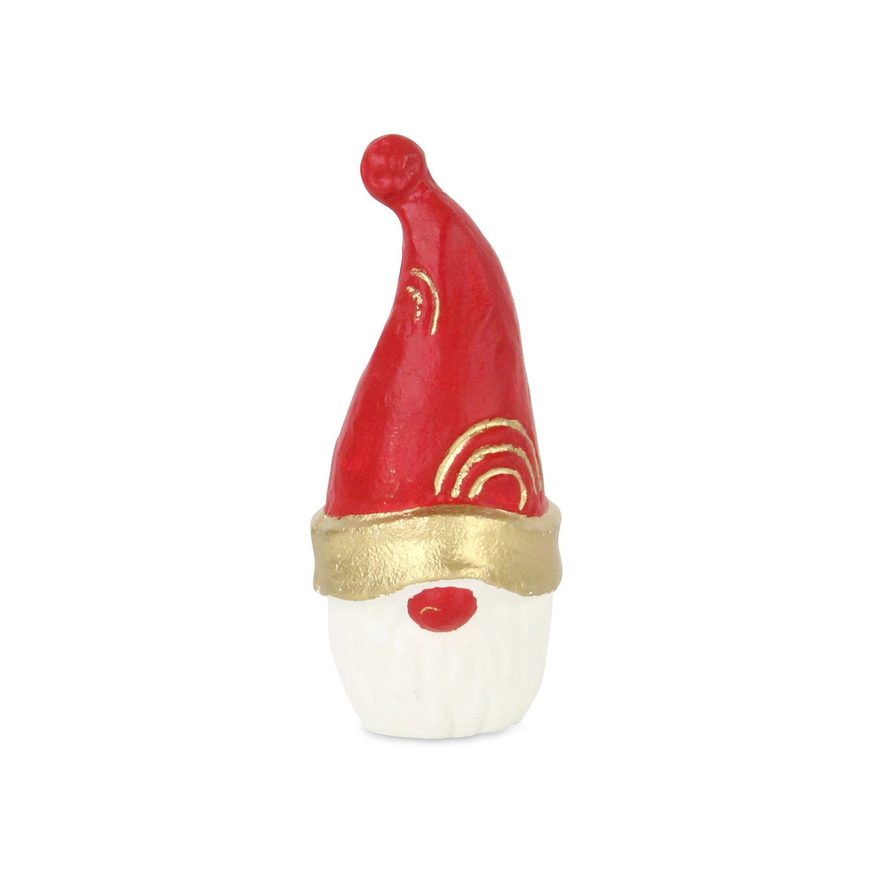 6" Red Gold And White Cast Iron Christmas Santa Gnome Figurine - Home & Garden