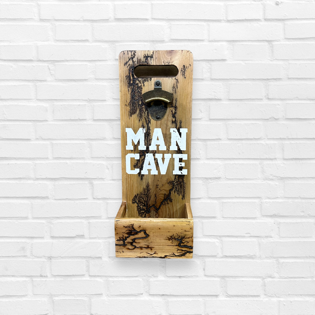 18" Brown Rustic Solid Wood Man Cave Bottle Cap Catcher Wall Decor - Home & Garden