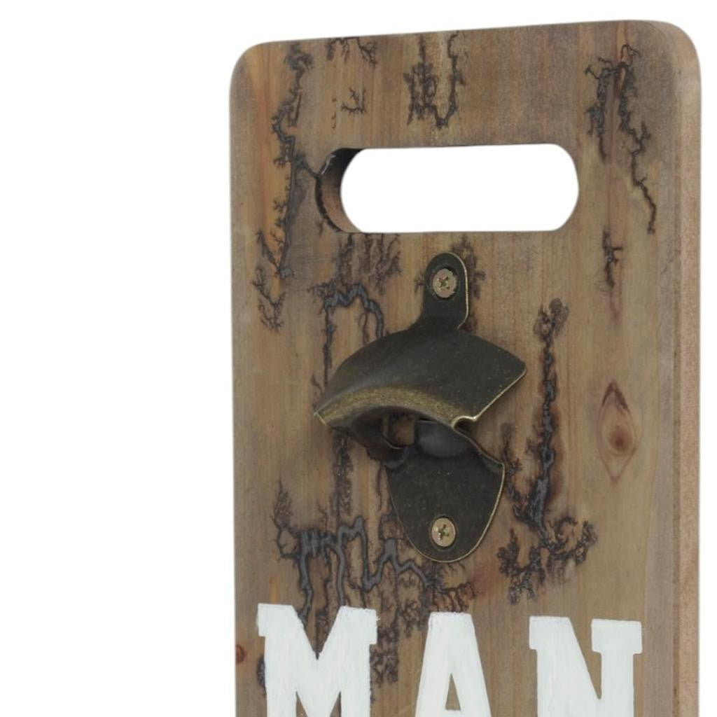 18" Brown Rustic Solid Wood Man Cave Bottle Cap Catcher Wall Decor - Home & Garden