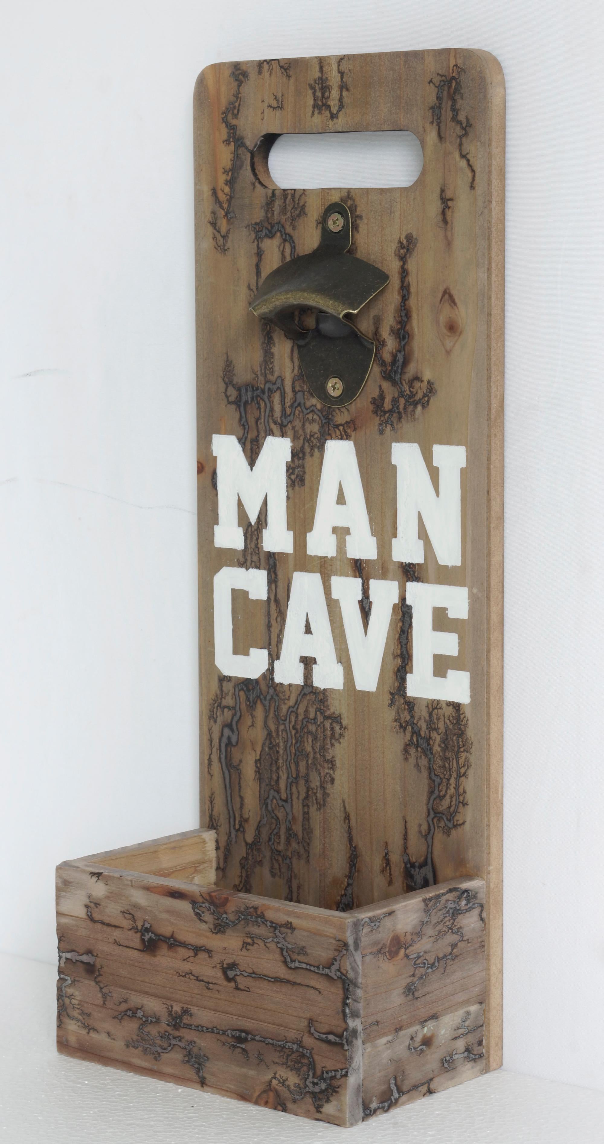 18" Brown Rustic Solid Wood Man Cave Bottle Cap Catcher Wall Decor - Home & Garden