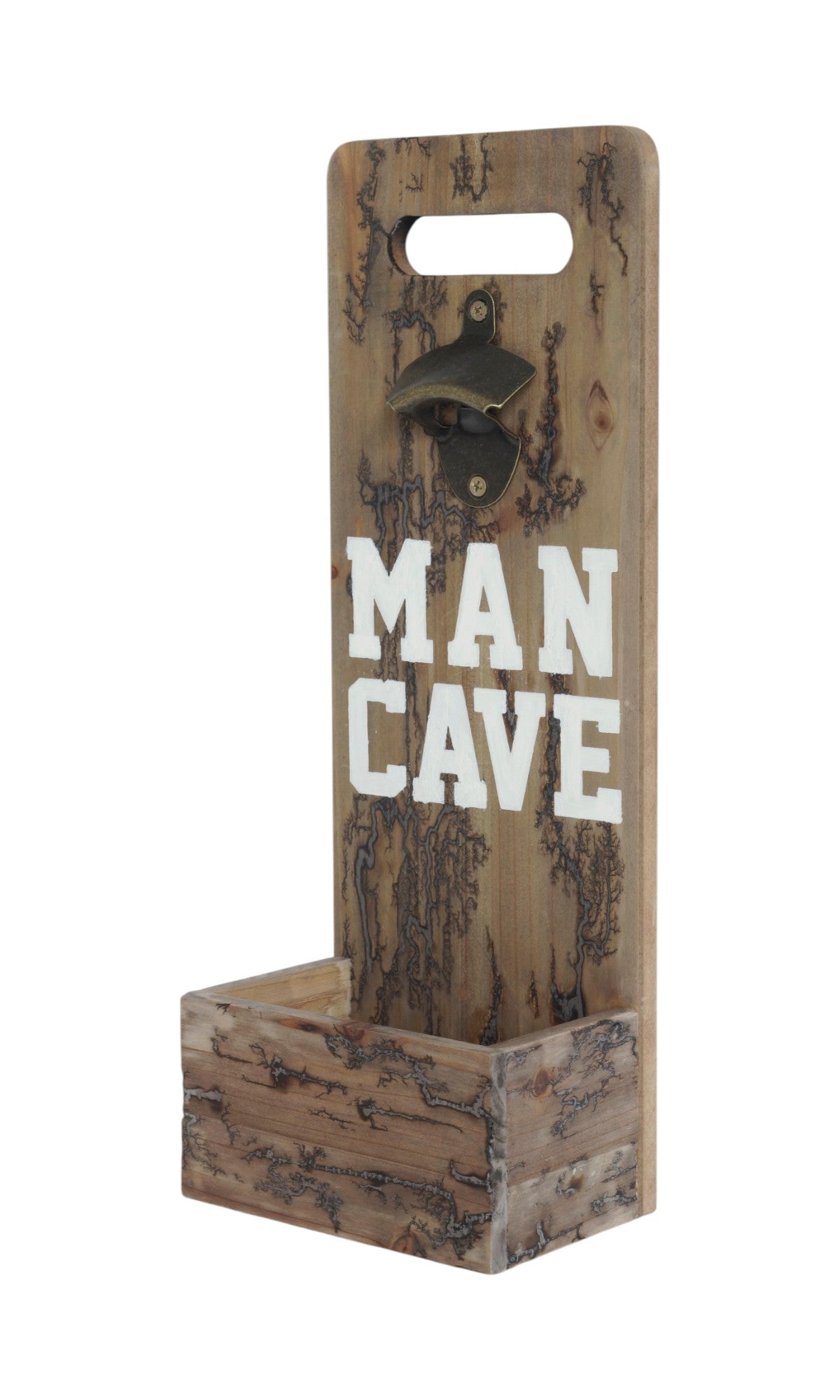 18" Brown Rustic Solid Wood Man Cave Bottle Cap Catcher Wall Decor - Home & Garden