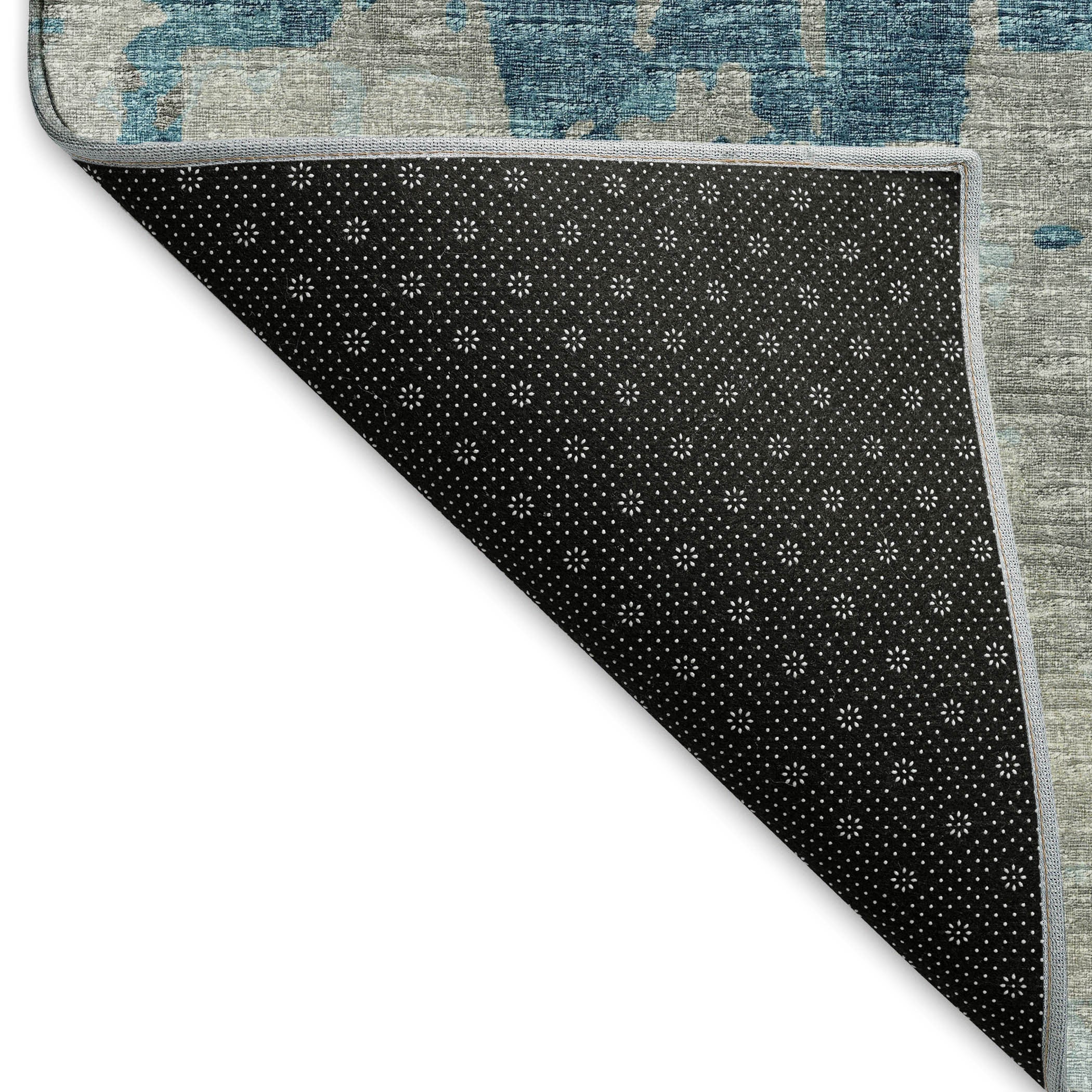 10' X 14' Persian Blue And Gray Abstract Distressed Washable Area Rug With UV Protection - Home & Garden
