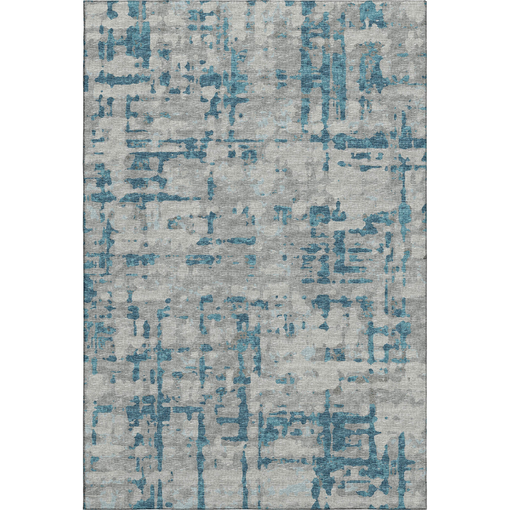 10' X 14' Persian Blue And Gray Abstract Distressed Washable Area Rug With UV Protection - Home & Garden