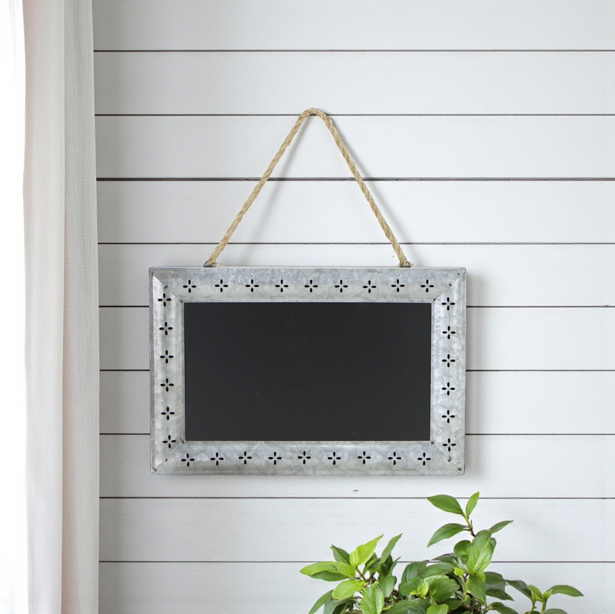 10" X 14" Gray Floral Metal Hanging Chalkboard - Home & Garden