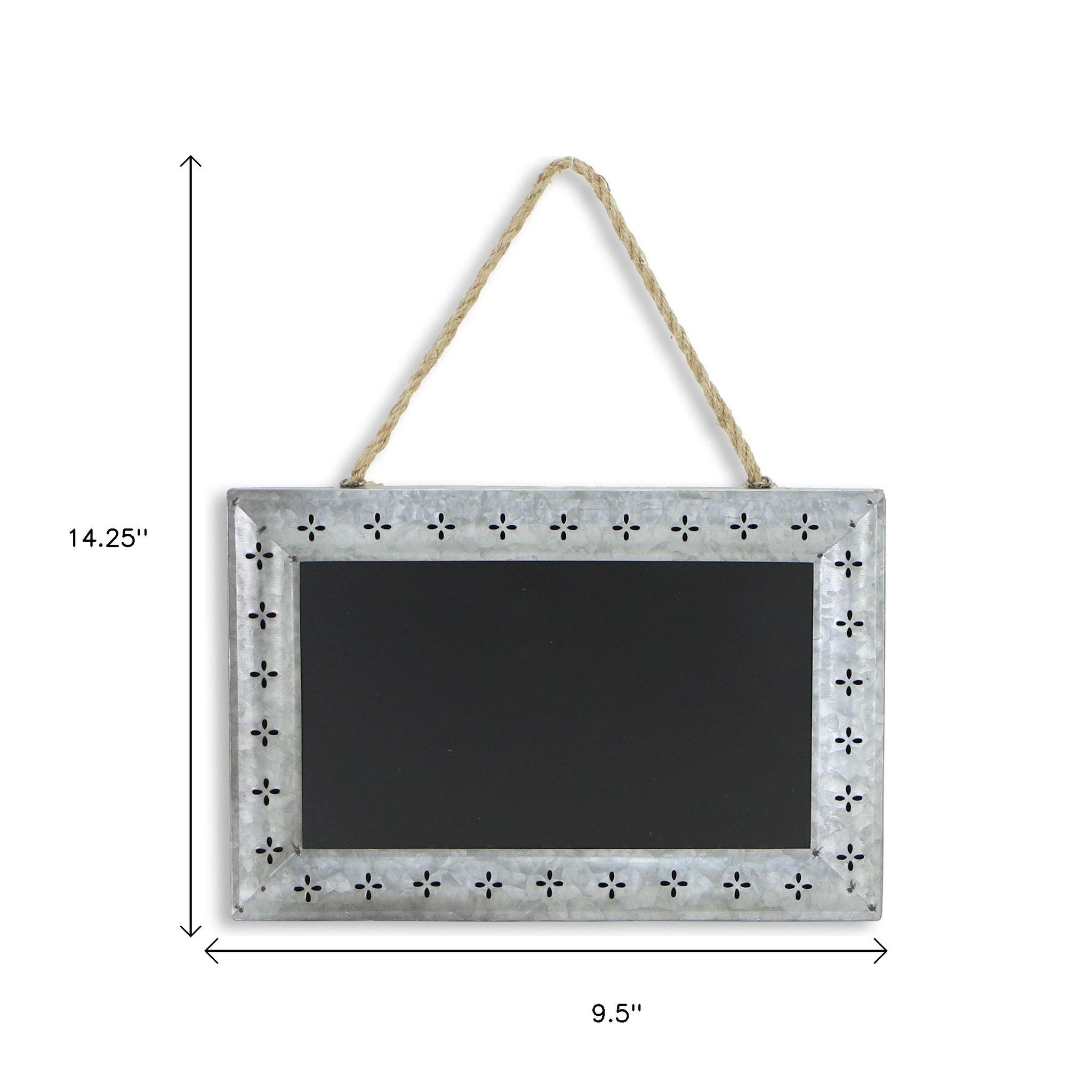 10" X 14" Gray Floral Metal Hanging Chalkboard - Home & Garden