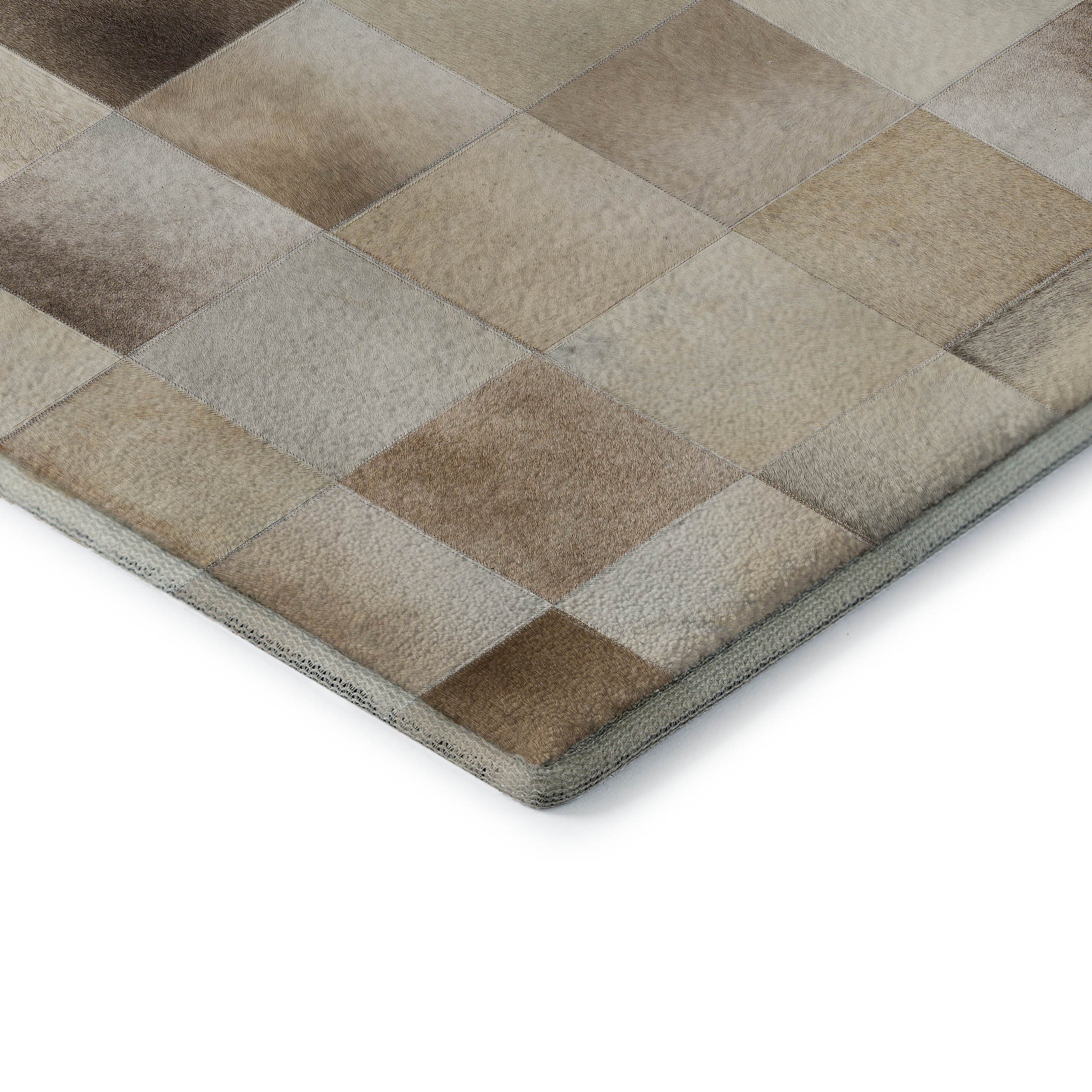 8' Taupe Ivory And Beige Patchwork Washable Round Rug With UV Protection - Home & Garden