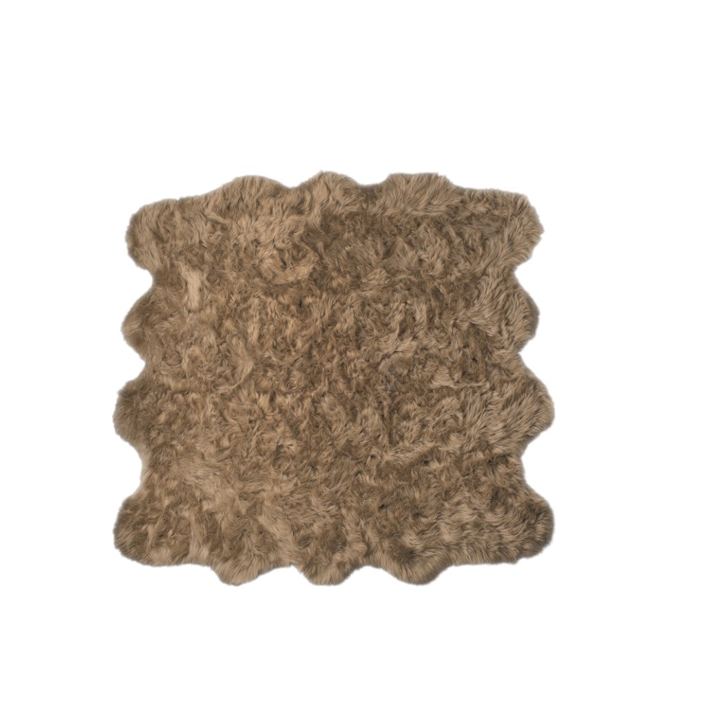 6' X 6' Tan Faux Fur Washable Non Skid Area Rug - Home Decor