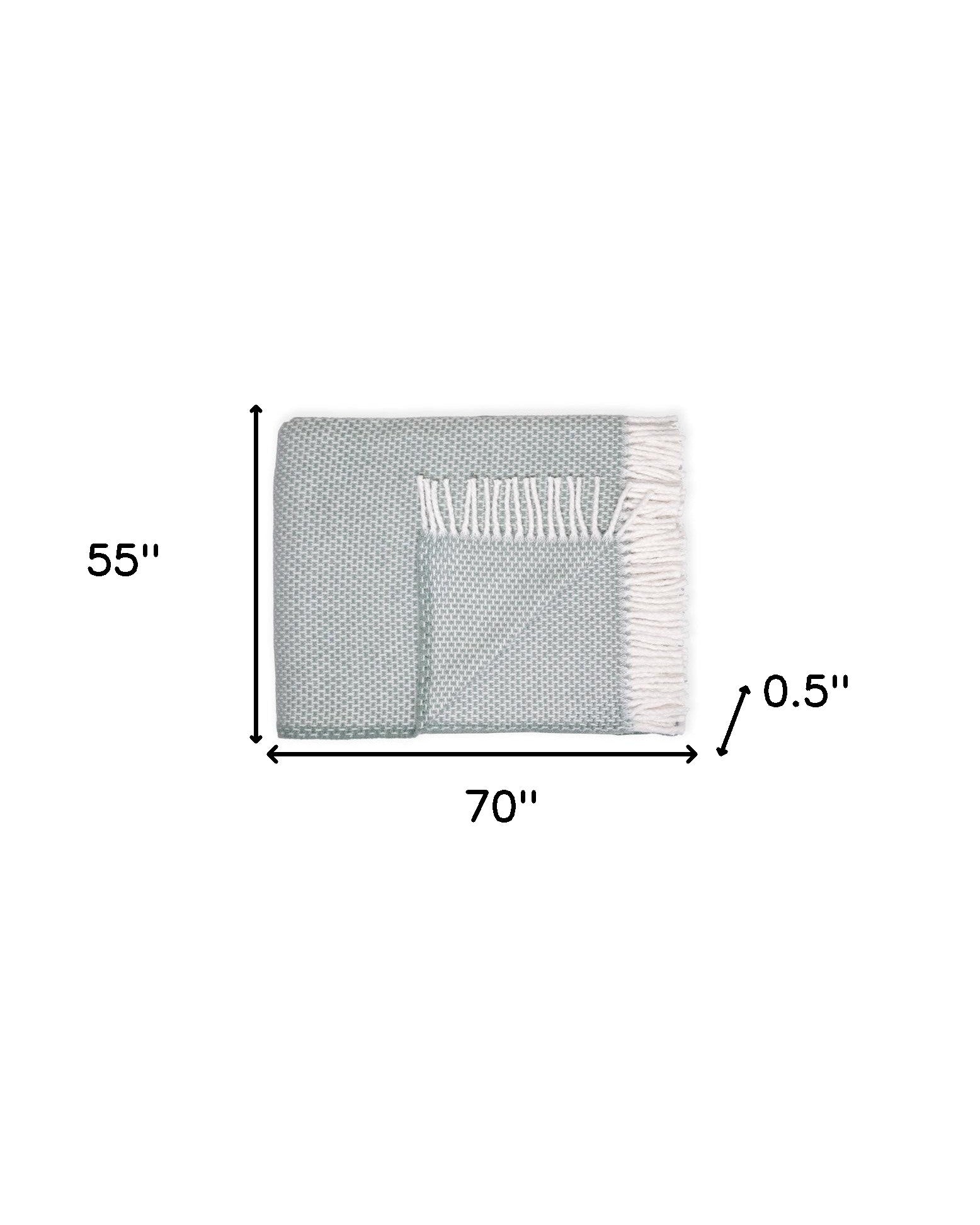 55" X 70" Sage Cotton Blend Woven Throw Blanket - Home Decor
